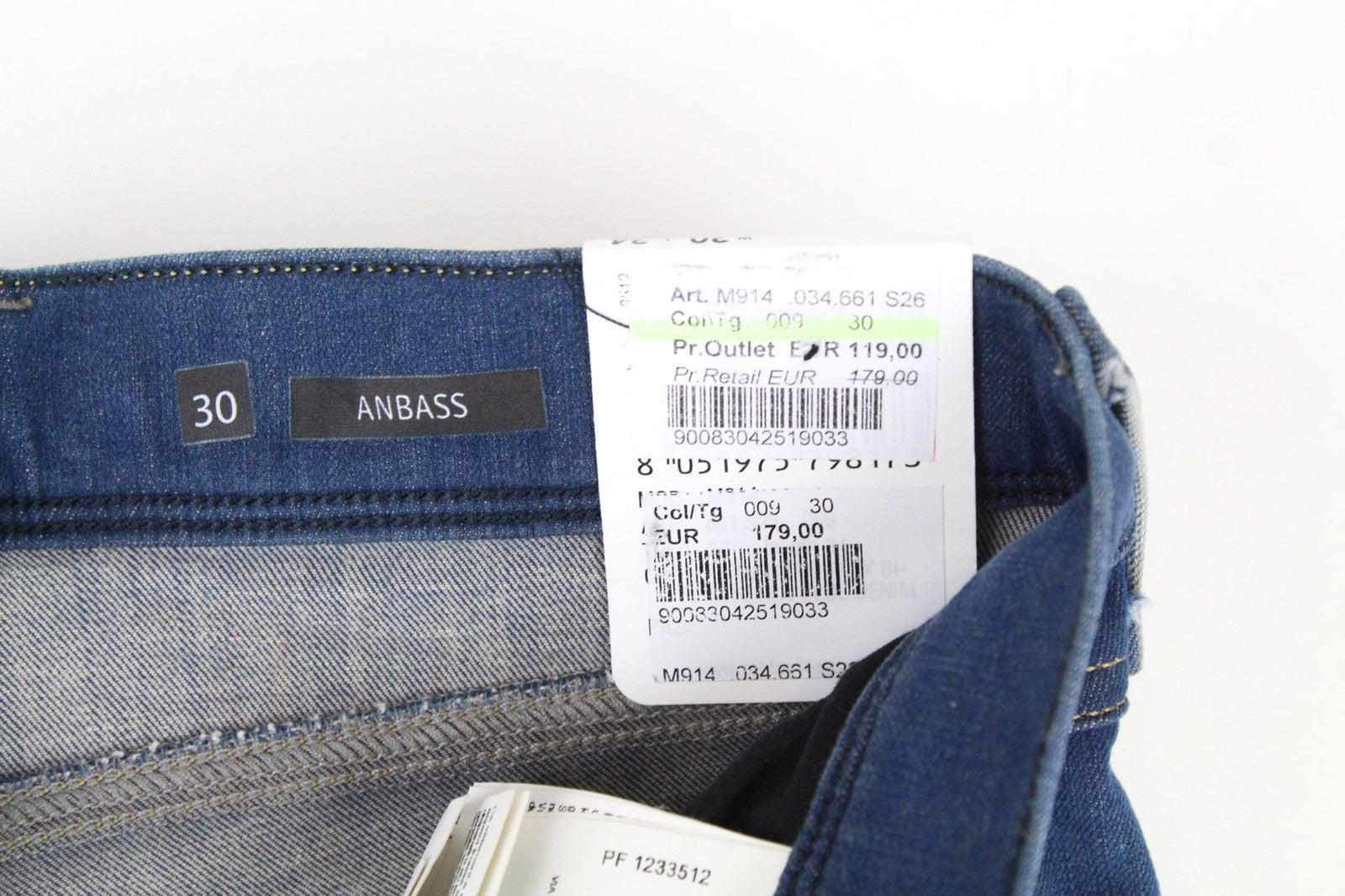 REPLAY Anbass Men's Jeans W30/L34 Blue Slim Fit Cotton Stretch Casual Faded