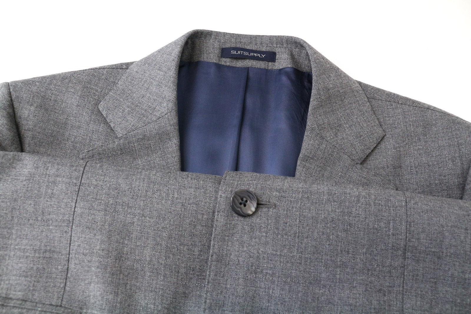 SUITSUPPLY Lazio Men's Blazer UK40R Rustic Tropical Grey Pure Wool Slim Melange