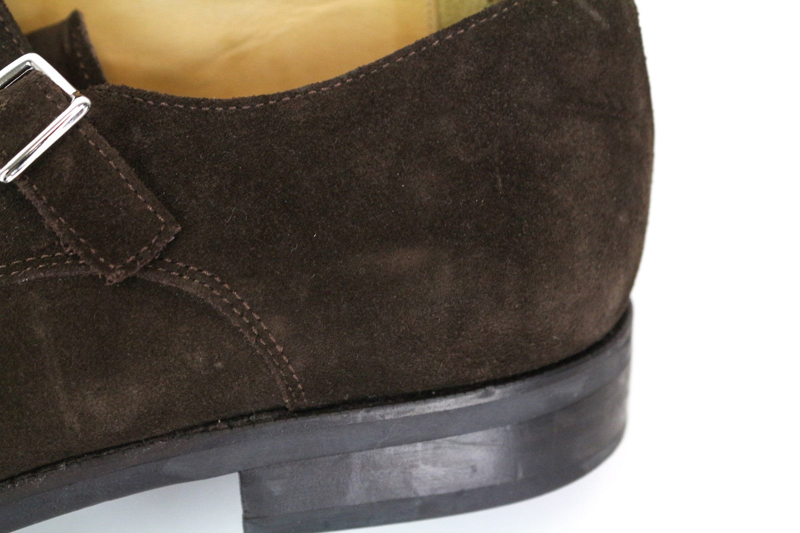 SUITSUPPLY Men's Formal Shoes EU44 Brown Suede Double-Buckle Low-Top Classic