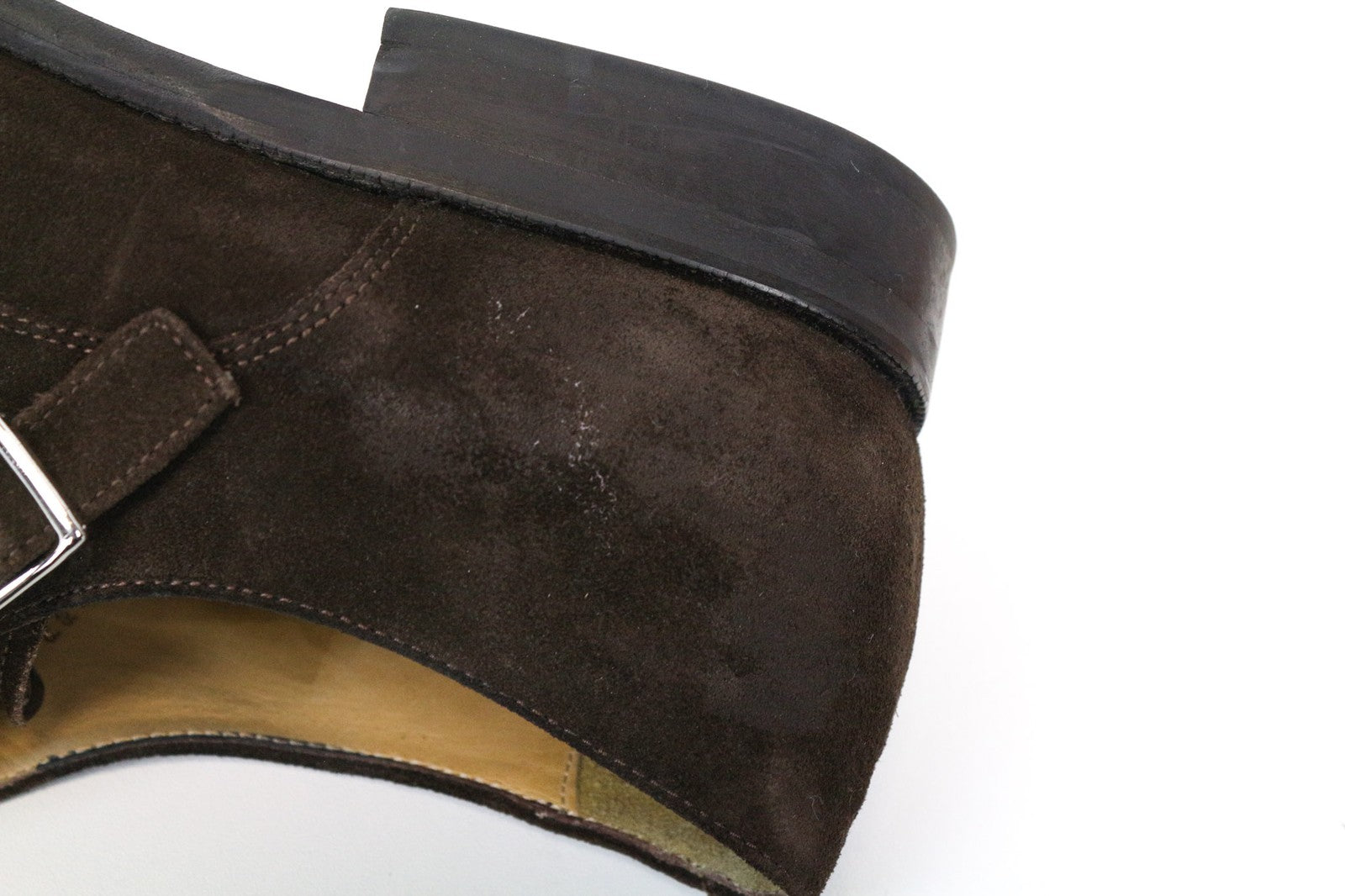 SUITSUPPLY Men's Formal Shoes EU44 Brown Suede Double-Buckle Low-Top Classic