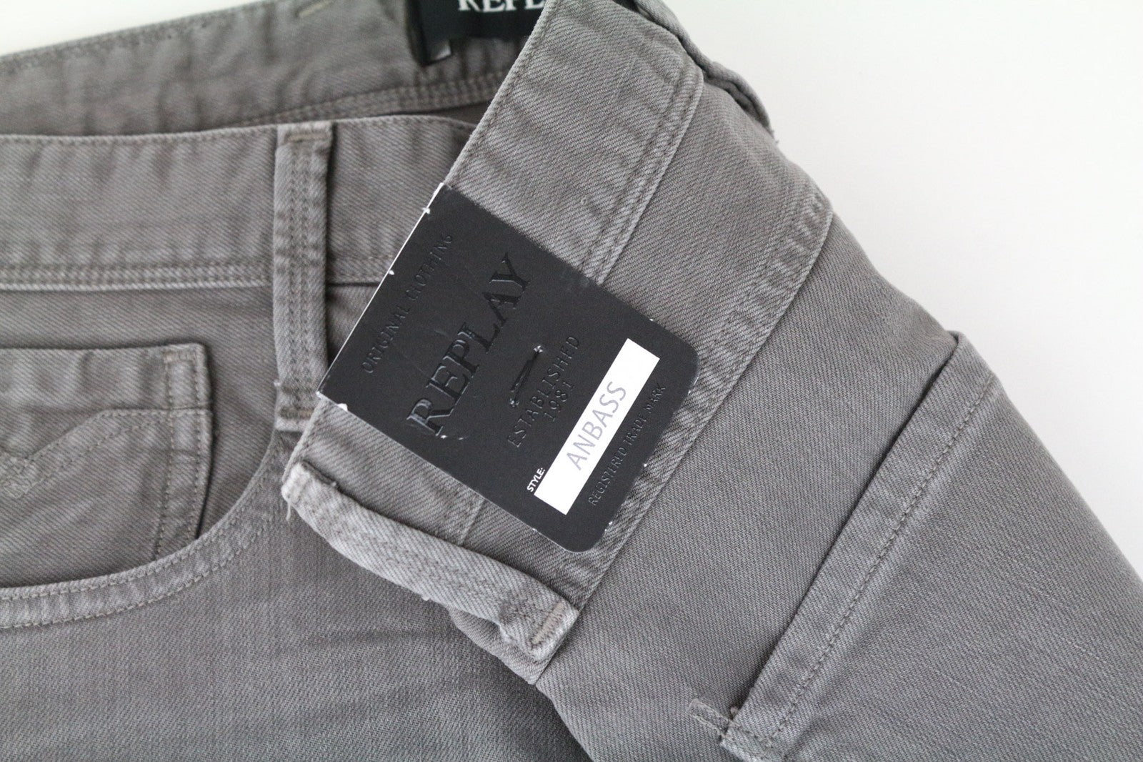 REPLAY Anbass Men's Jeans W29/L32 Grey Slim Fit Cotton Stretch Casual Denim