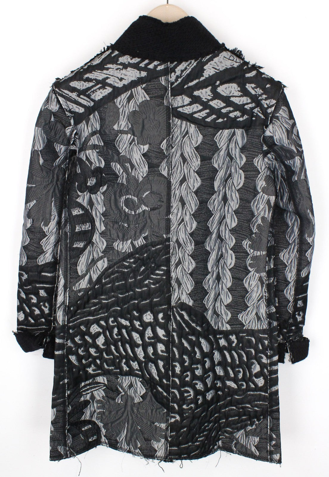 DESIGUAL Women's Coat 38 Grey Patterns Single-Breasted Long Sleeved Casual