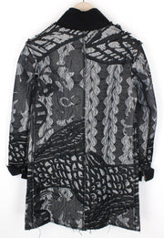 DESIGUAL Women's Coat 38 Grey Patterns Single-Breasted Long Sleeved Casual