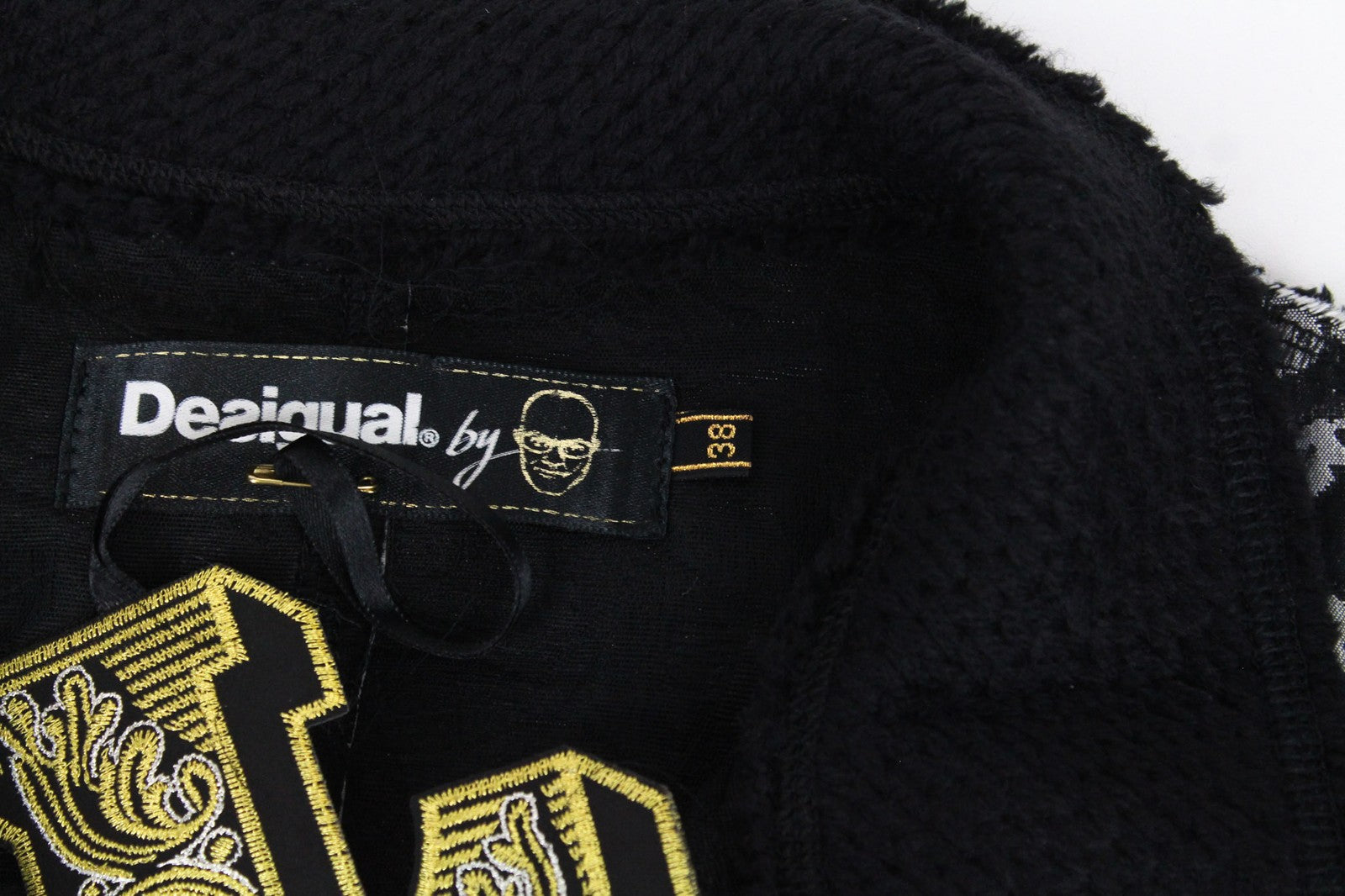 DESIGUAL Women's Coat 38 Grey Patterns Single-Breasted Long Sleeved Casual