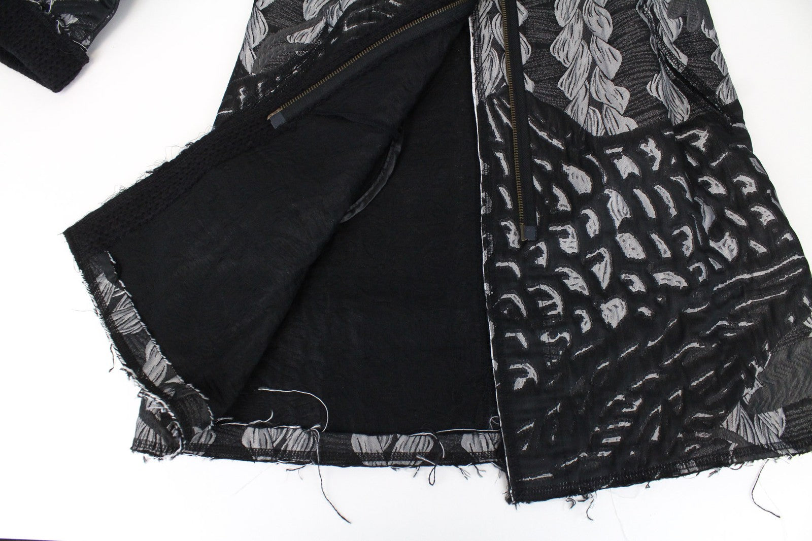 DESIGUAL Women's Coat 38 Grey Patterns Single-Breasted Long Sleeved Casual