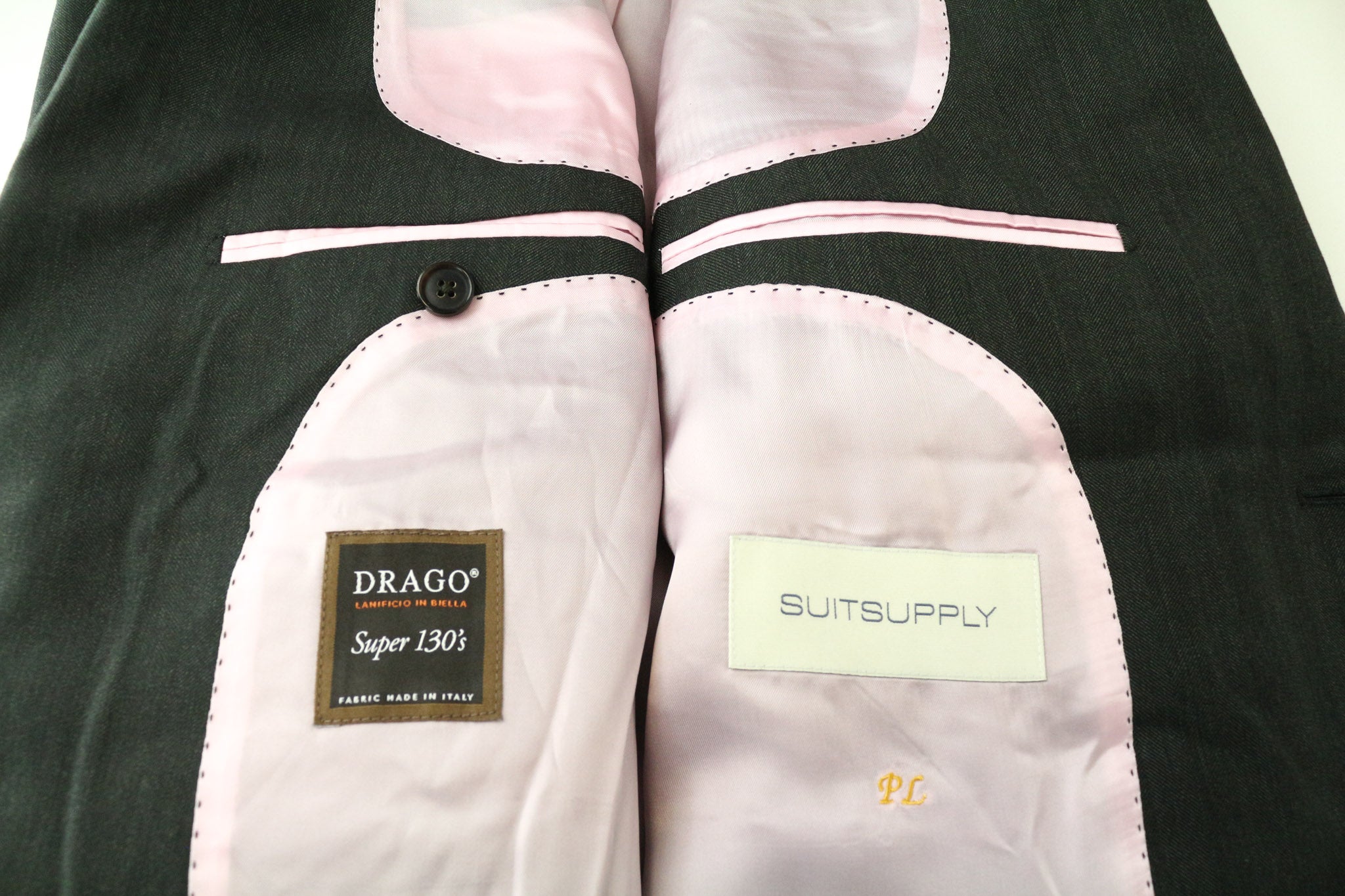 SUITSUPPLY La Spalla Men's Blazer UK42R Slim Green Pure Wool S130s Herringbone