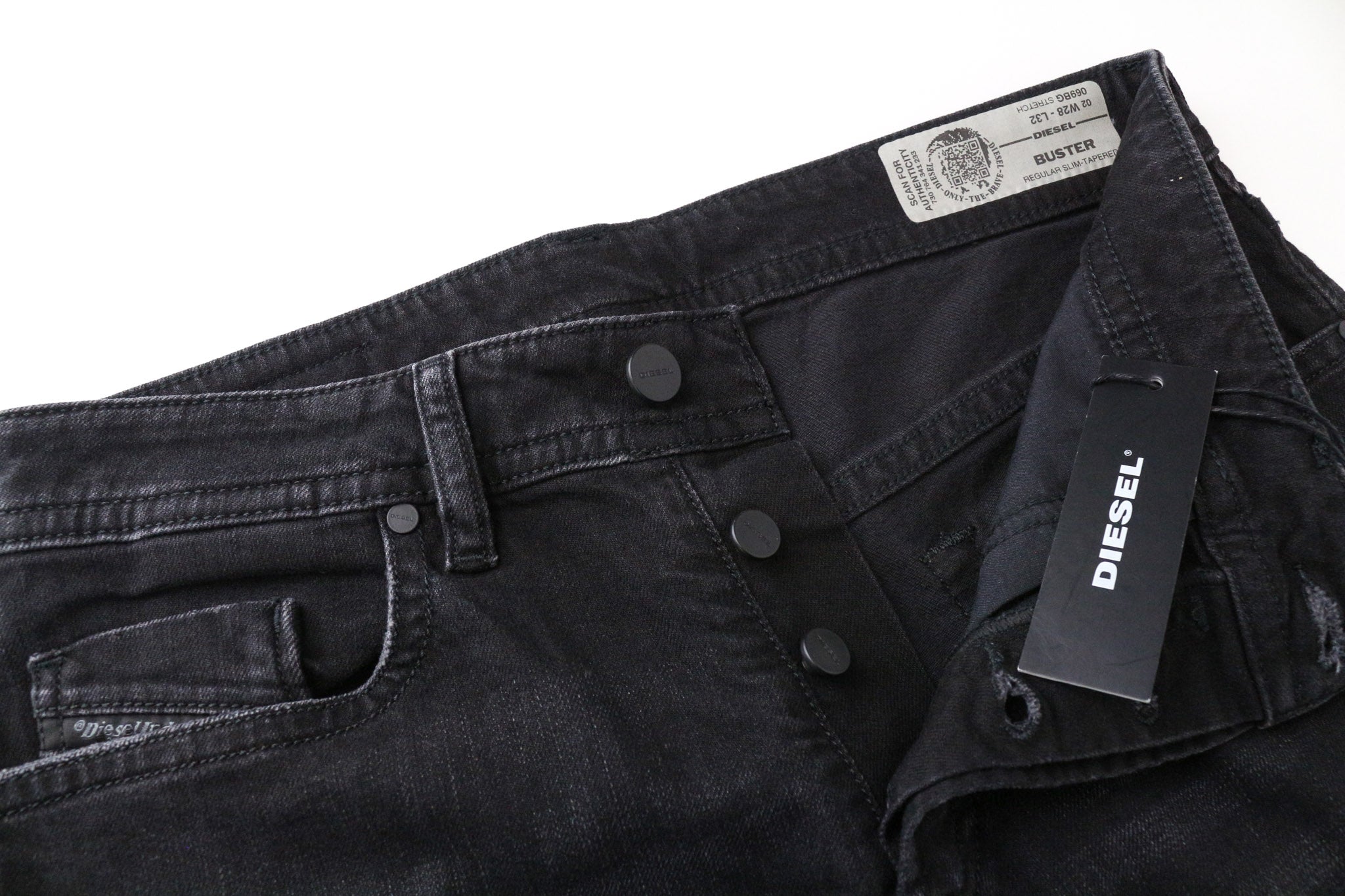 DIESEL Buster 069BG Men's Jeans W28/L32 Grey Regular Slim Tapered Stretch Fit