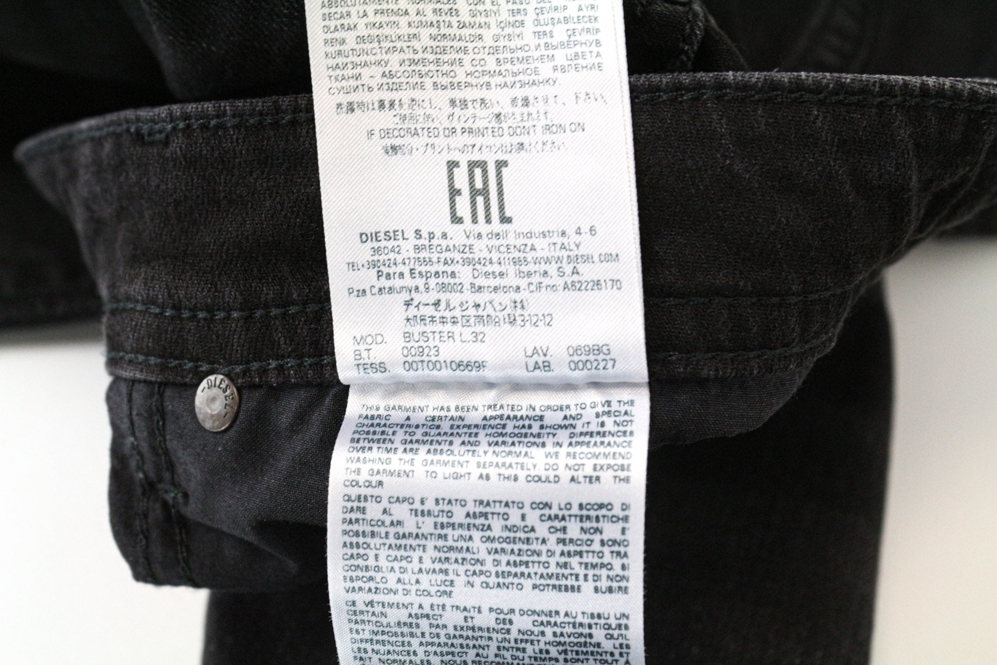 DIESEL Buster 069BG Men's Jeans W28/L32 Grey Regular Slim Tapered Stretch Fit