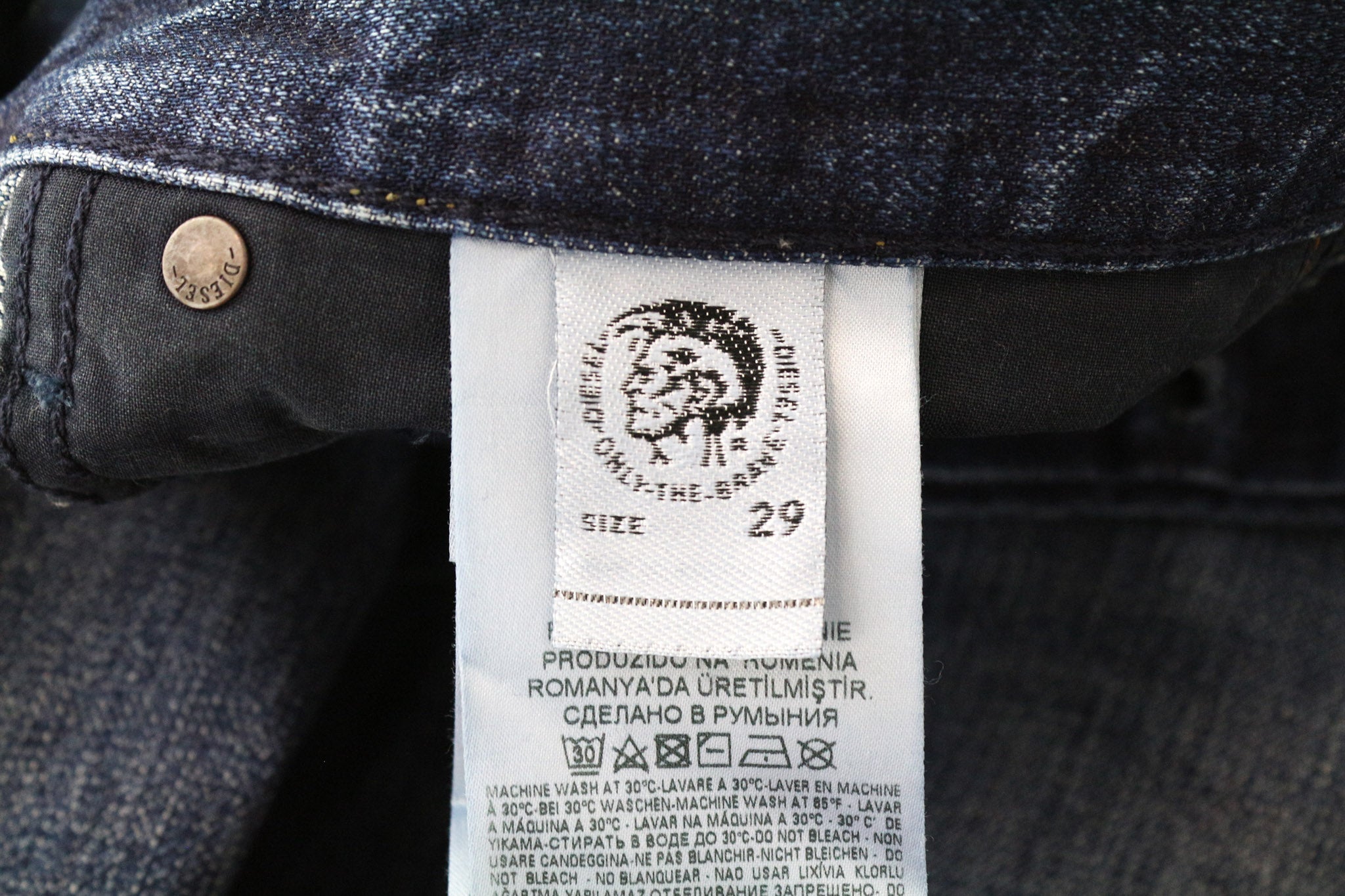 DIESEL Mharky 080AG Men's Jeans W29/L32 Slim Skinny Distressed Blue Non Stretch