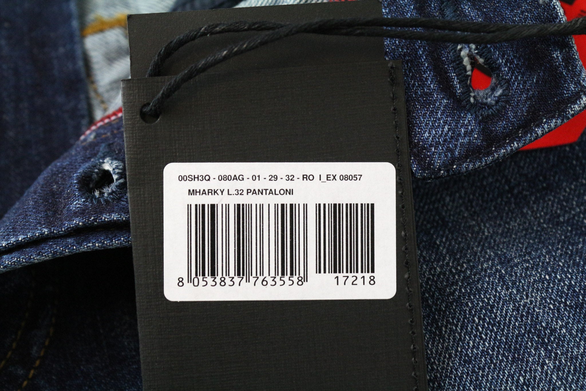 DIESEL Mharky 080AG Men's Jeans W29/L32 Slim Skinny Distressed Blue Non Stretch