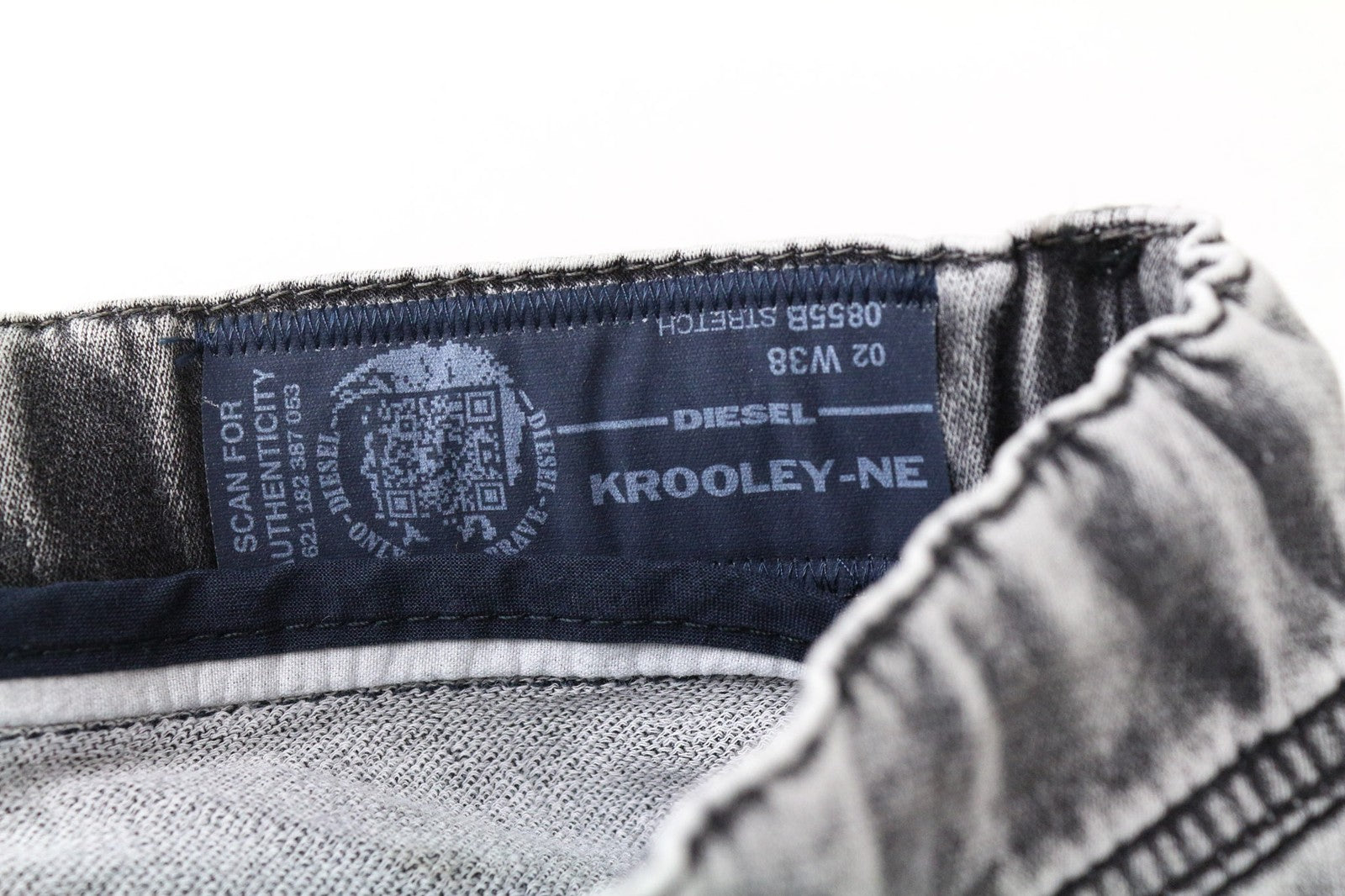 DIESEL Krooley-NE 0855B Men's Jeans W38 Grey Slim Carrot Fit Boys Jogg Sweat