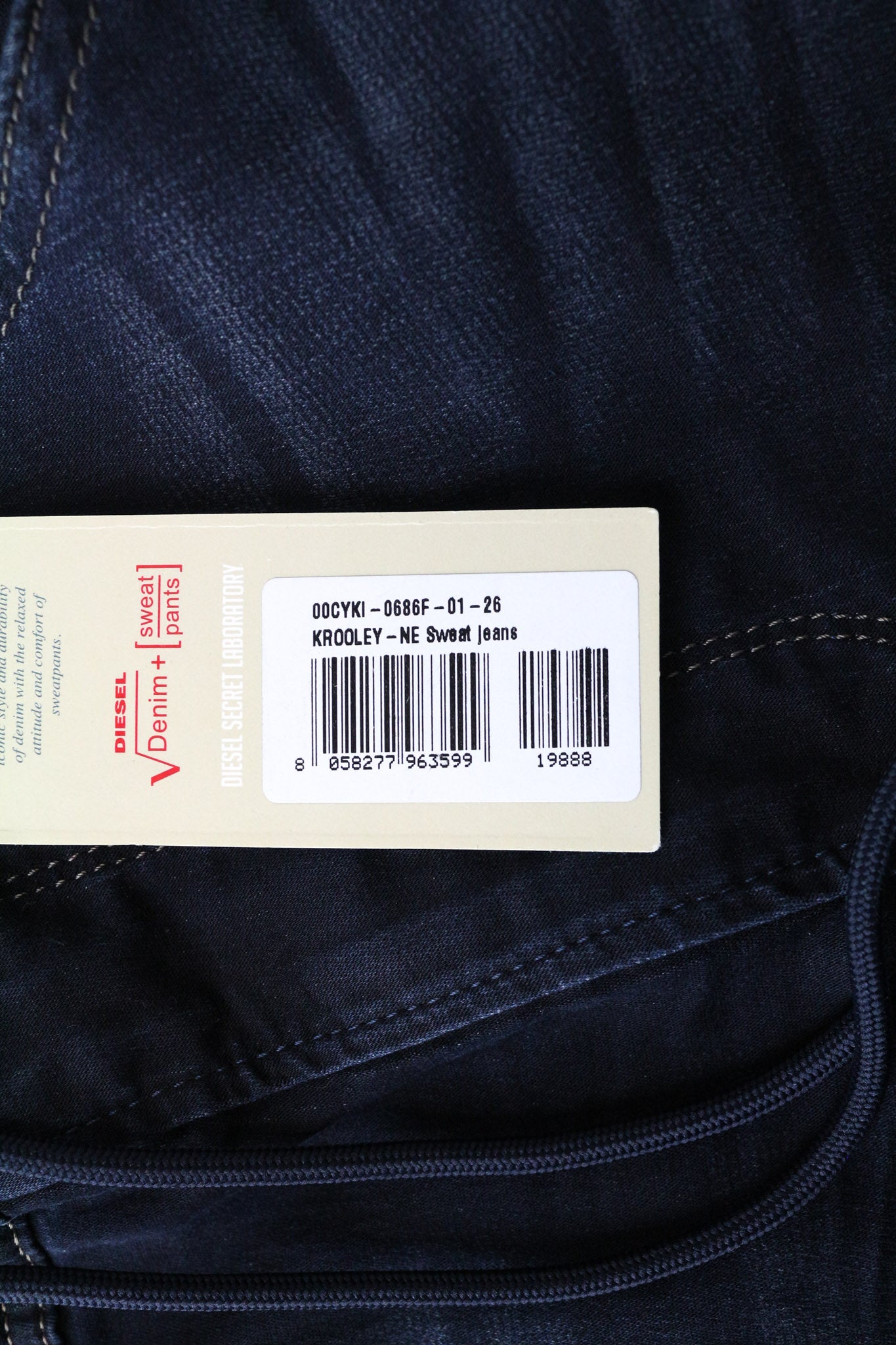 DIESEL Krooley-NE 0686F Men's Jeans W26 Boys Blue Slim Carrot Jogg Sweat Stretch