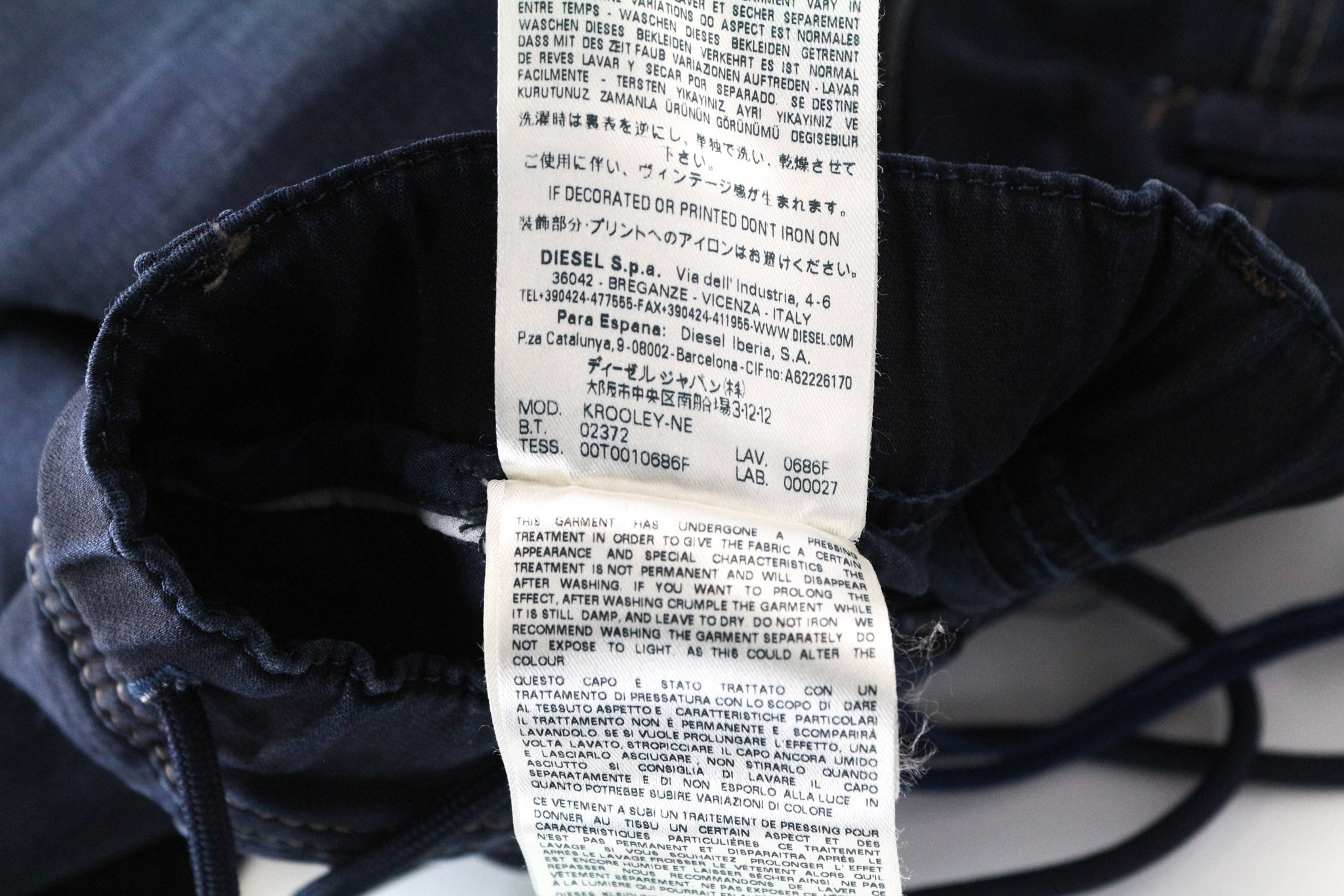 DIESEL Krooley-NE 0686F Men's Jeans W26 Boys Blue Slim Carrot Jogg Sweat Stretch