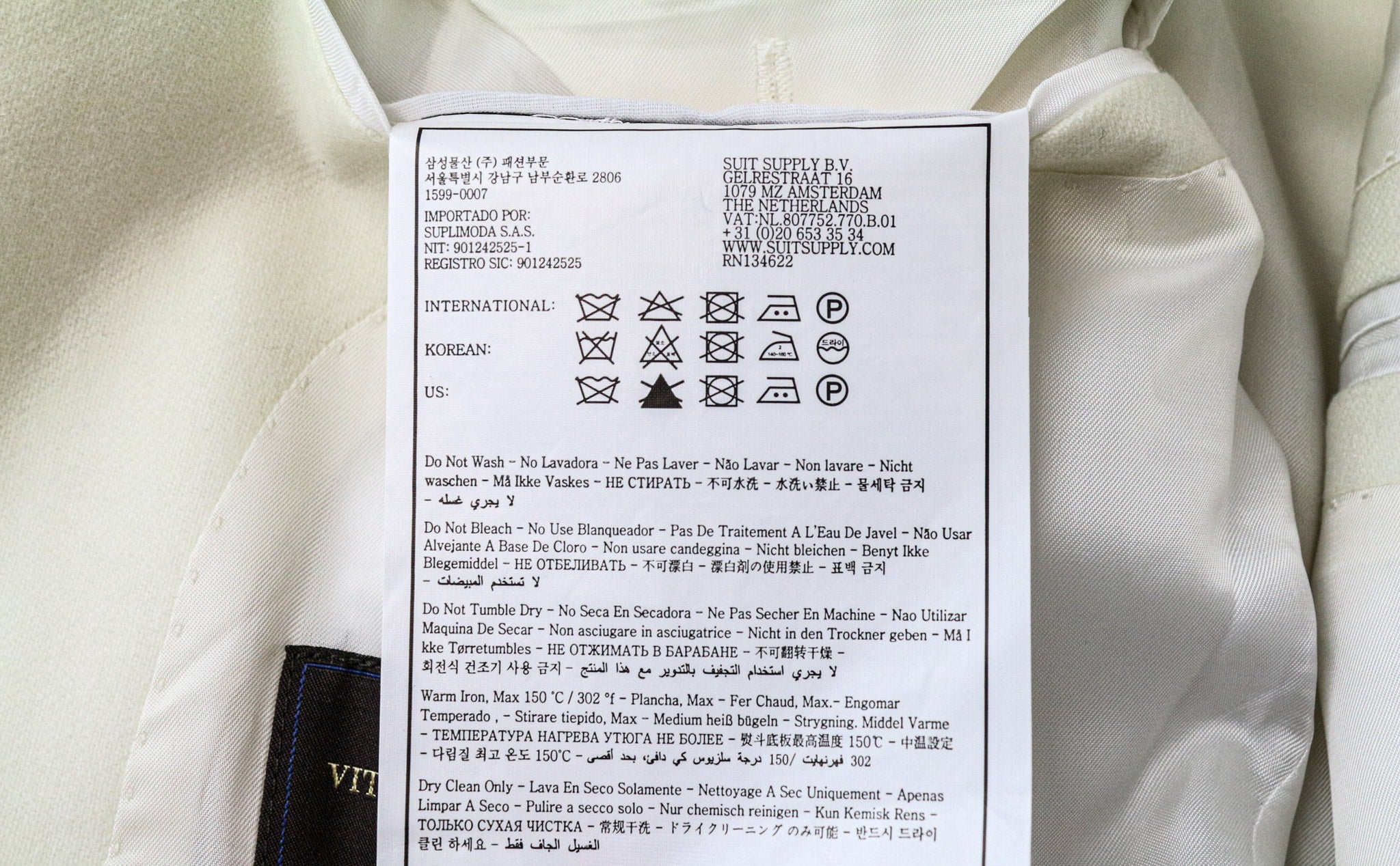 SUITSUPPLY Havana Men's Suit UK38R Slim Off-White Wool Flannel 2-Piece Jetted