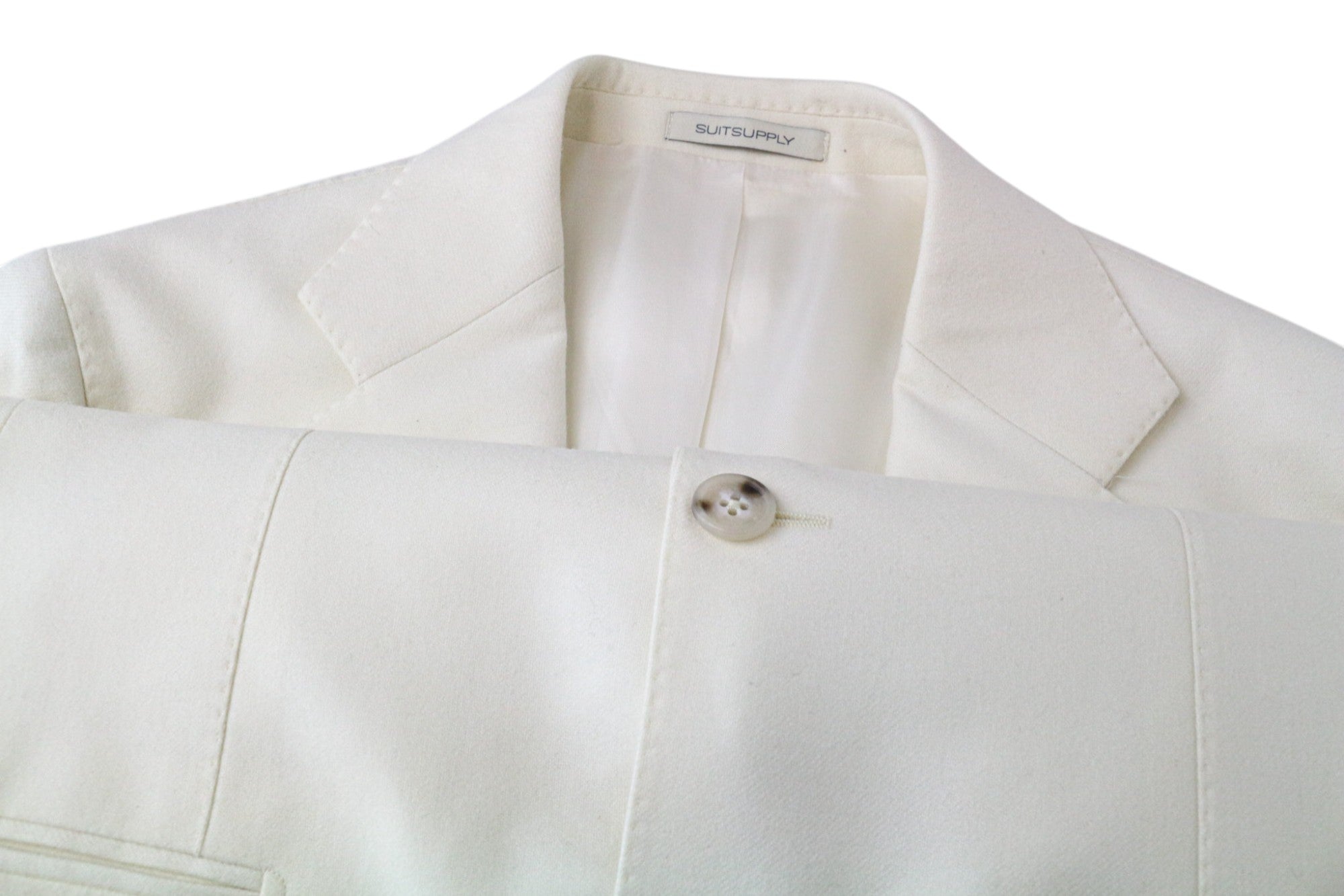 SUITSUPPLY Havana Men's Suit UK38R Slim Off-White Wool Flannel 2-Piece Jetted