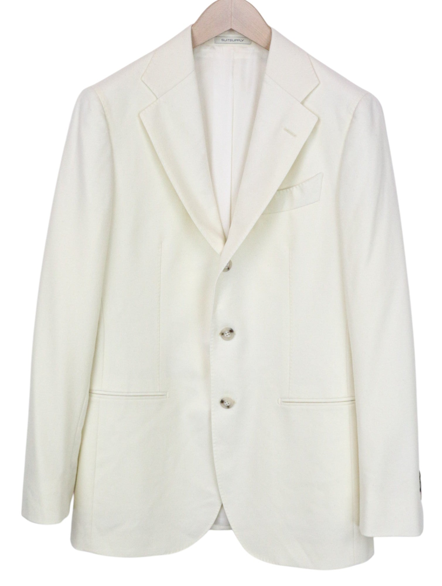 SUITSUPPLY Havana Men's Suit UK38R Slim Off-White Wool Flannel 2-Piece Jetted