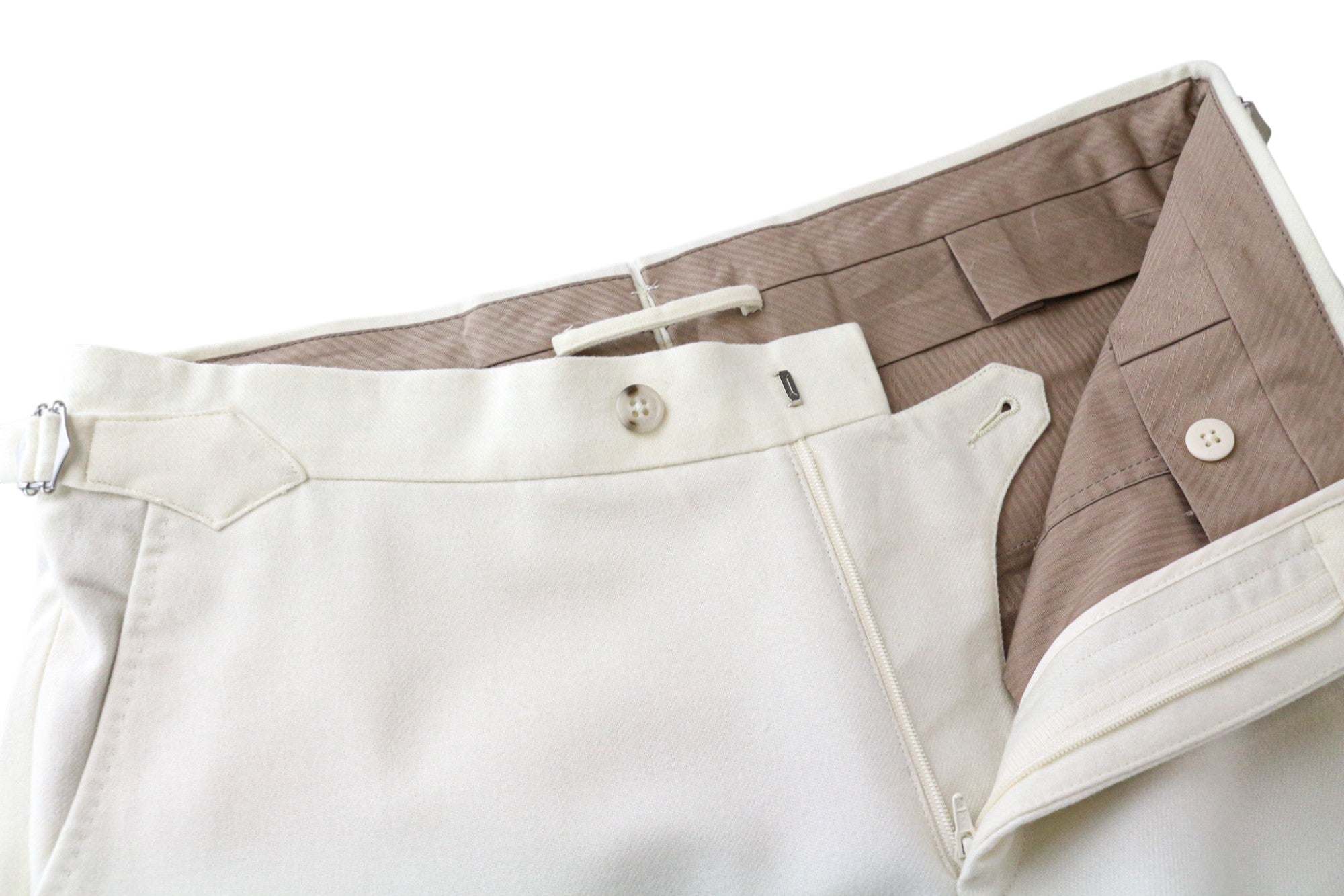 SUITSUPPLY Havana Men's Suit UK38R Slim Off-White Wool Flannel 2-Piece Jetted