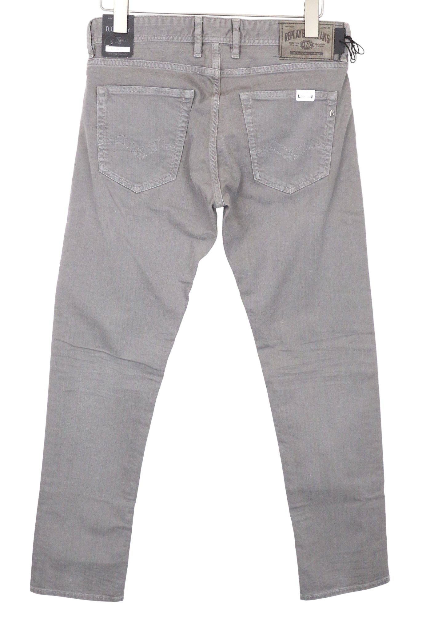 REPLAY Grover Men's Jeans W30/L32 Light Grey Slim Straight Bull Denim Stretch
