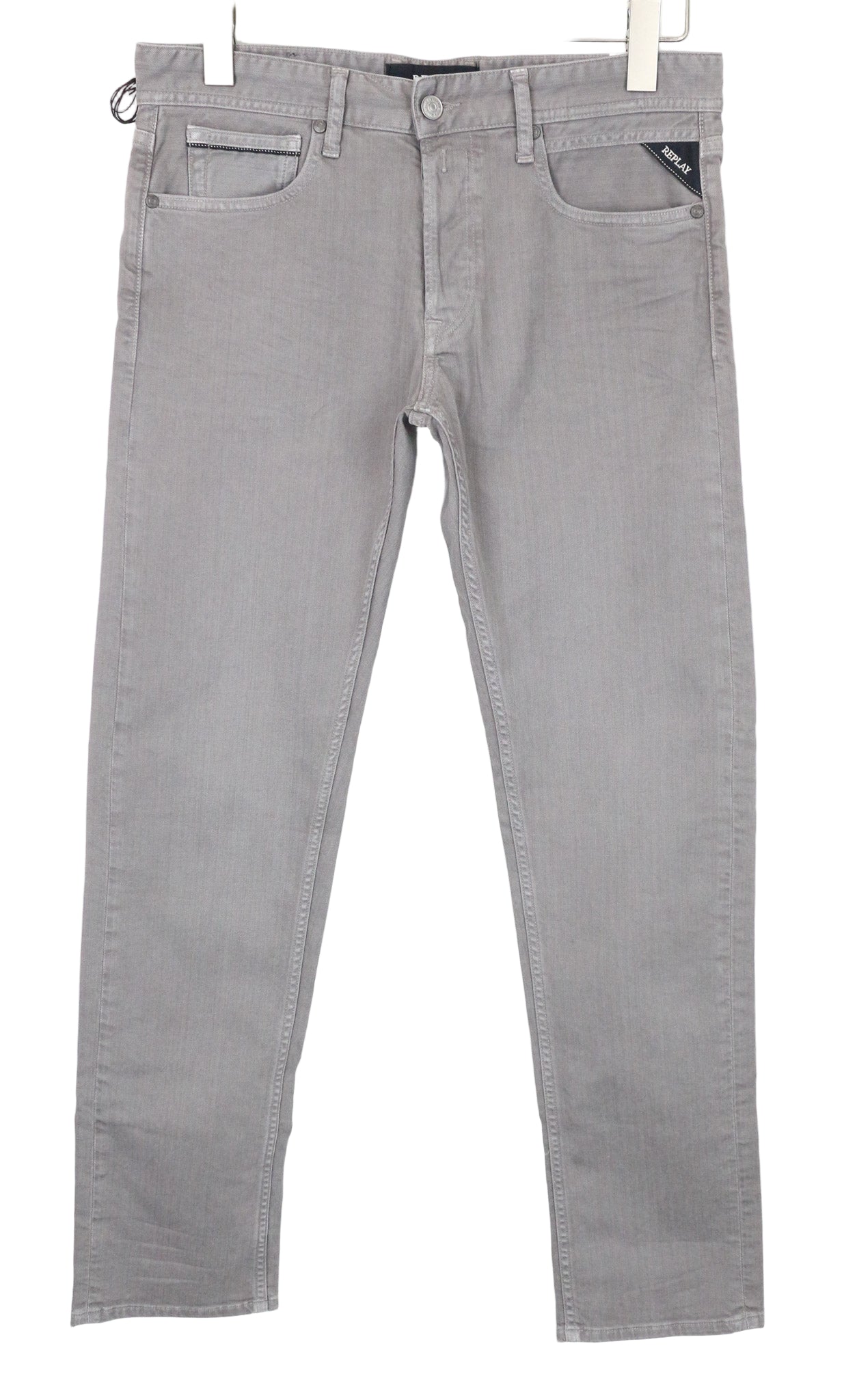 REPLAY Grover Men's Jeans W30/L32 Light Grey Slim Straight Bull Denim Stretch