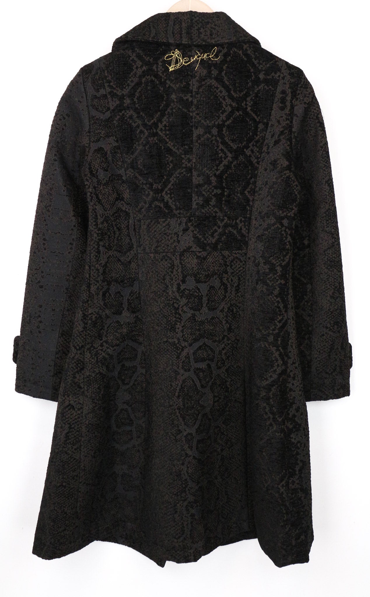 DESIGUAL Etro Women's Coat EU38 Mid-Length Brown Jacquard Animal Print Designer