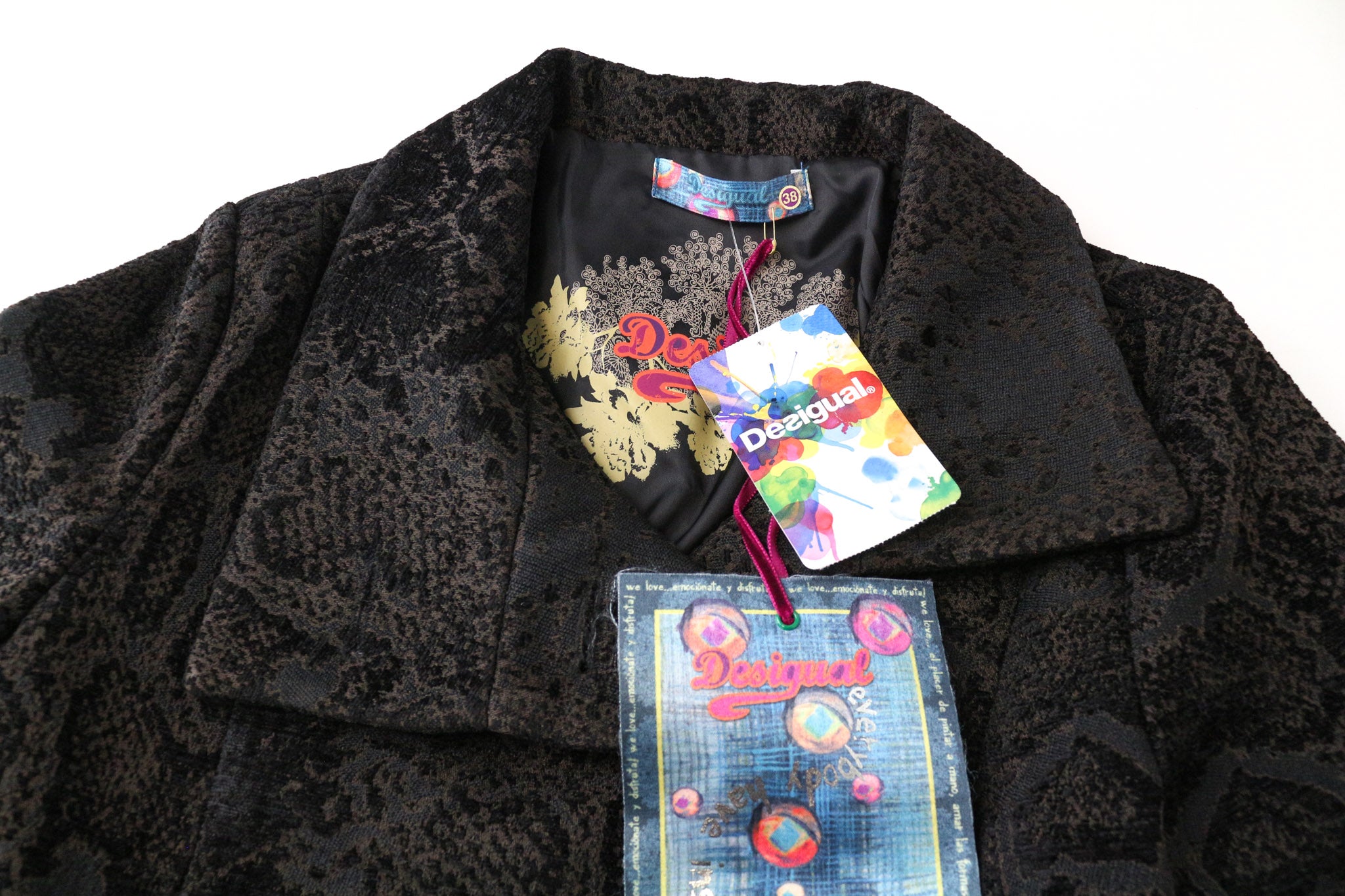 DESIGUAL Etro Women's Coat EU38 Mid-Length Brown Jacquard Animal Print Designer