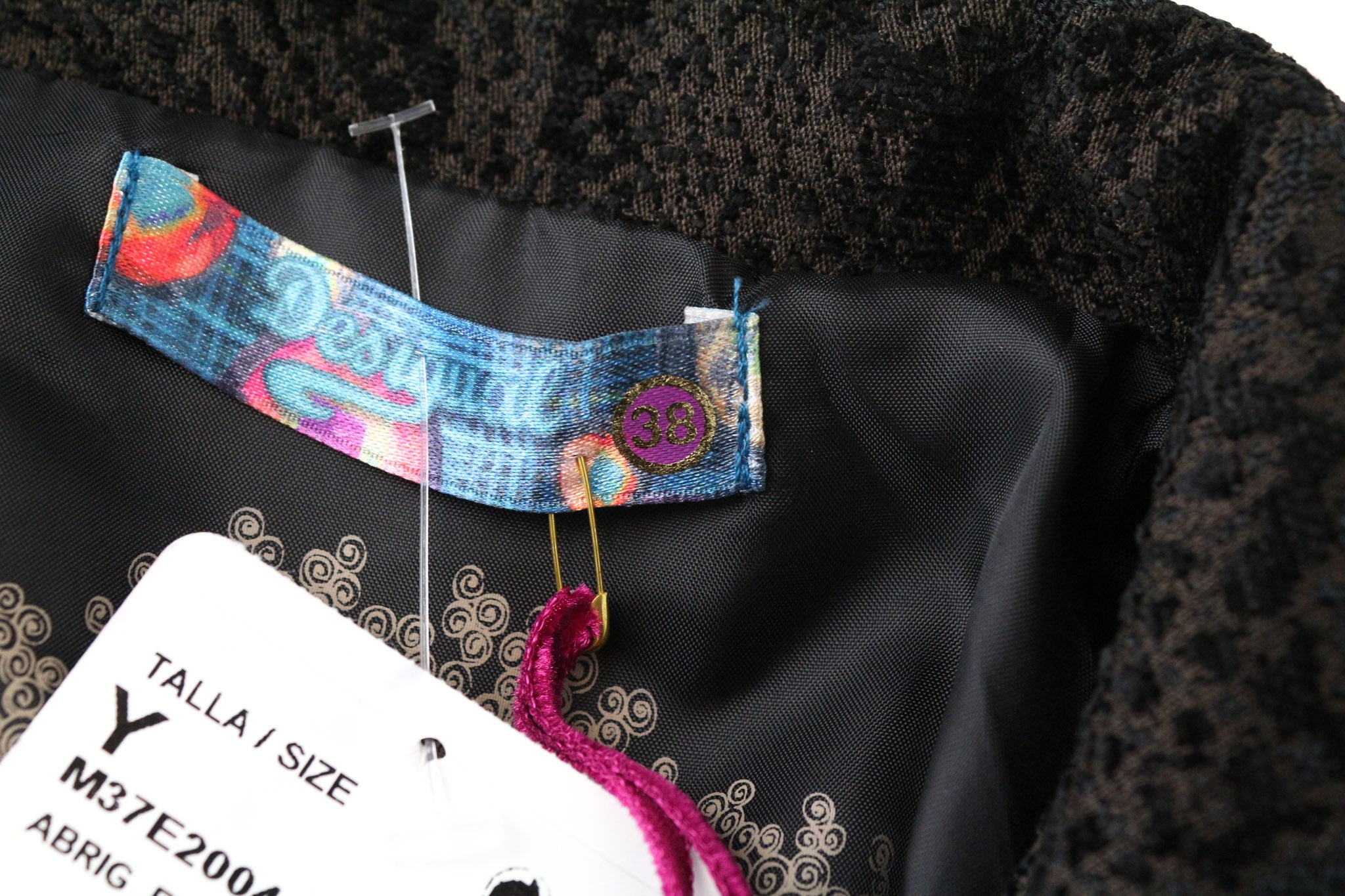 DESIGUAL Etro Women's Coat EU38 Mid-Length Brown Jacquard Animal Print Designer