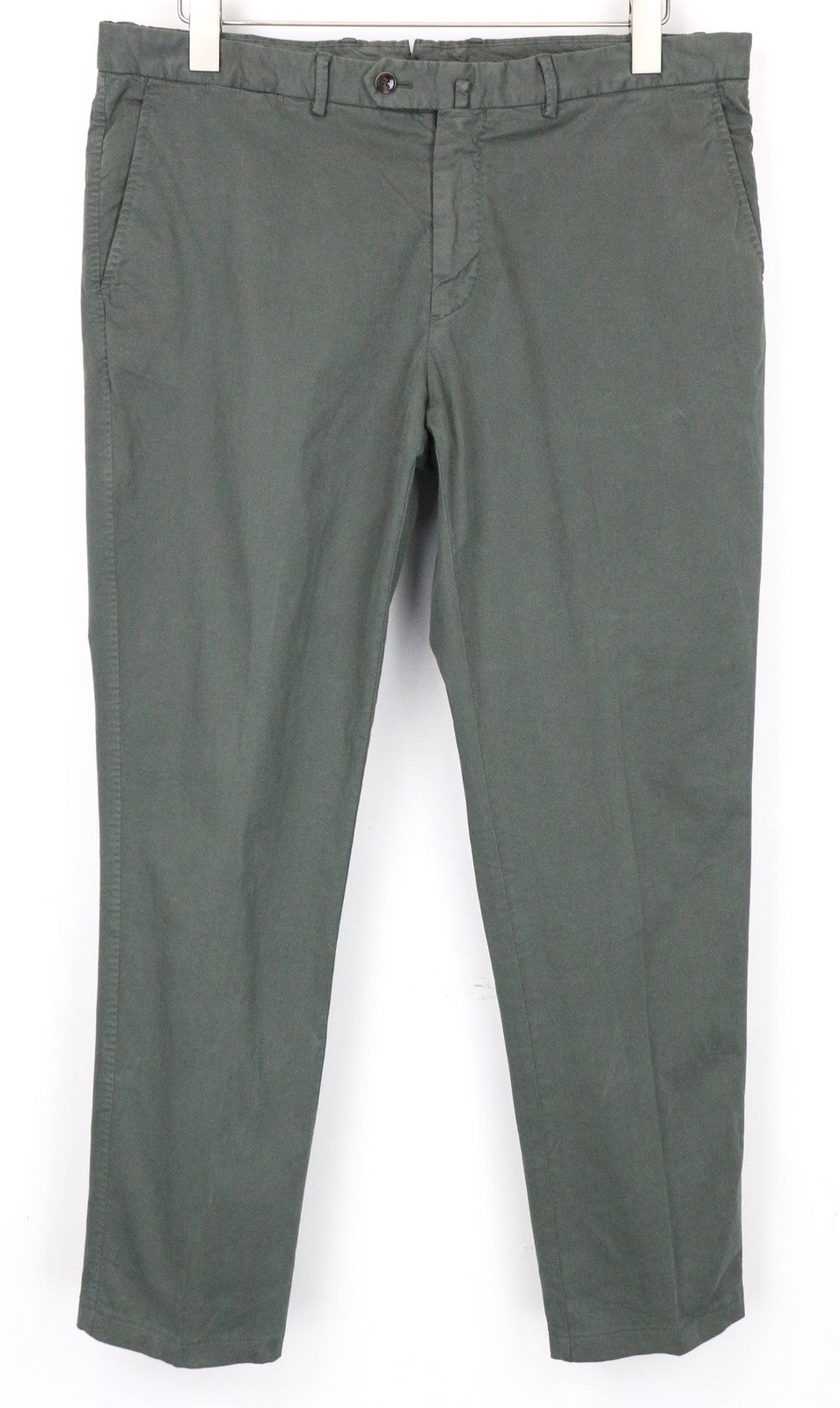 SUITSUPPLY Porto Novo Men's Trousers UK38R Slim Mid Green Chino Stretch Formal
