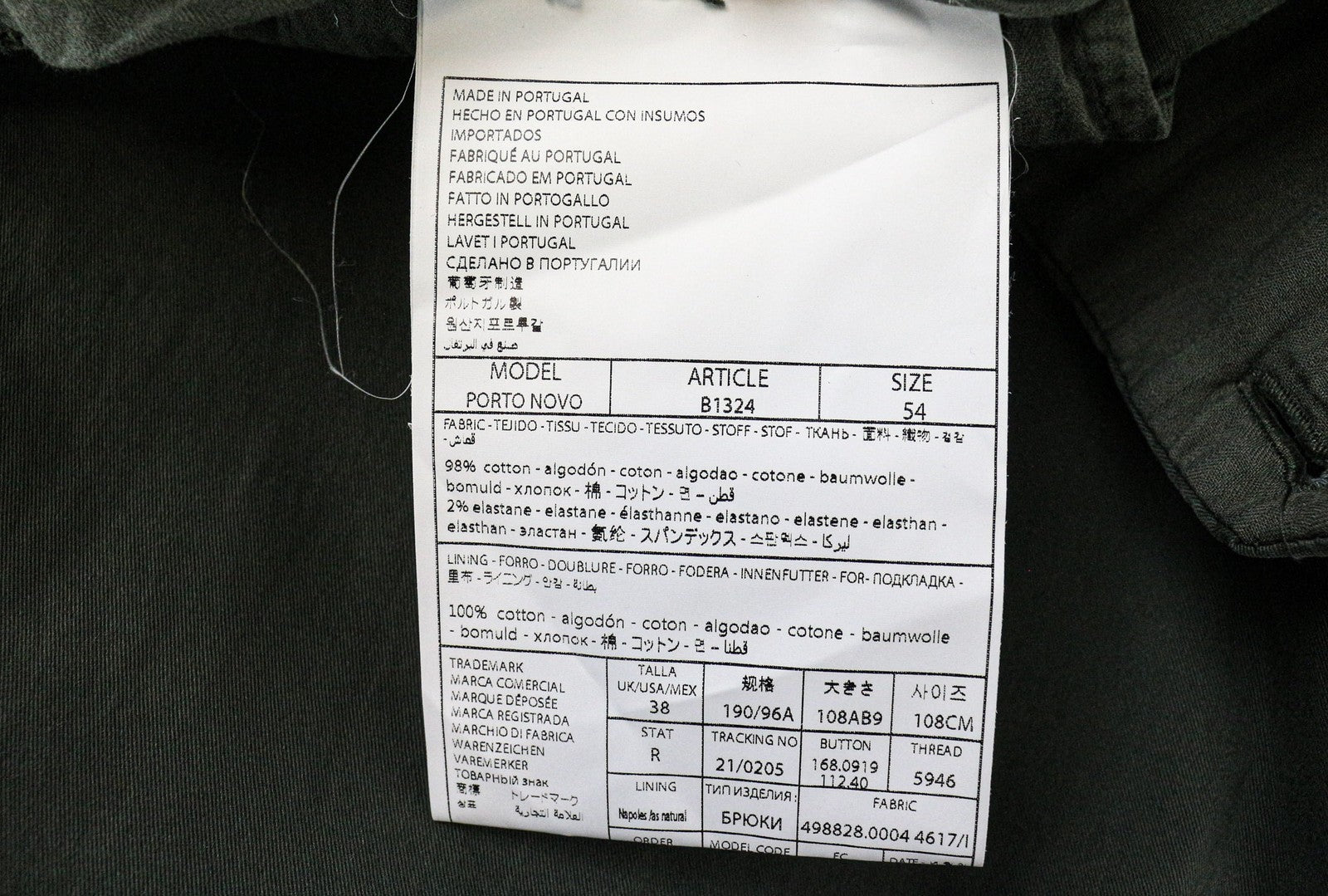 SUITSUPPLY Porto Novo Men's Trousers UK38R Slim Mid Green Chino Stretch Formal