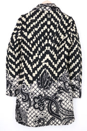 DESIGUAL Kytzia Women's Coat EU38 Jacquard Black Multi Pattern Designer Wool