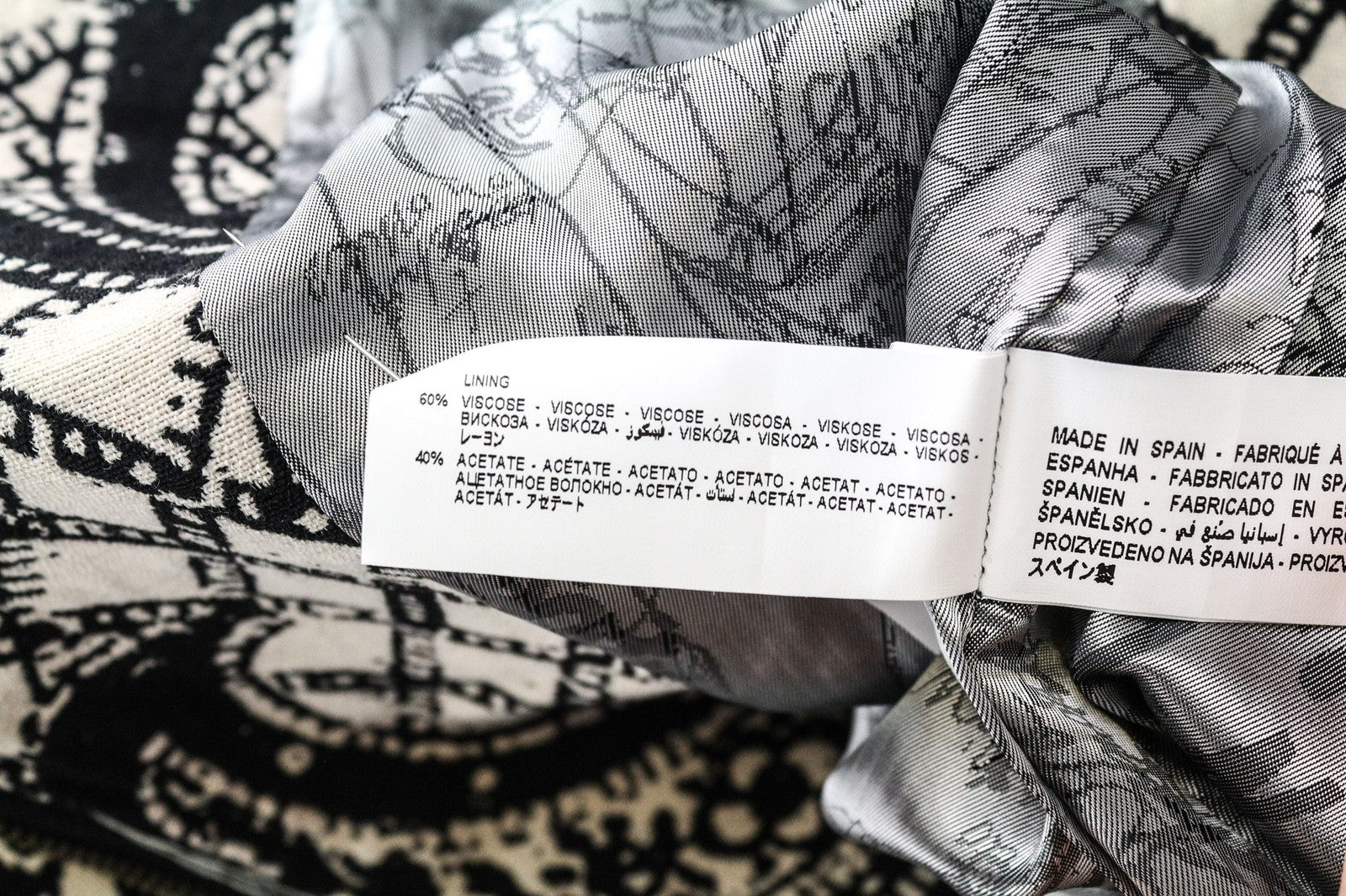 DESIGUAL Kytzia Women's Coat EU38 Jacquard Black Multi Pattern Designer Wool