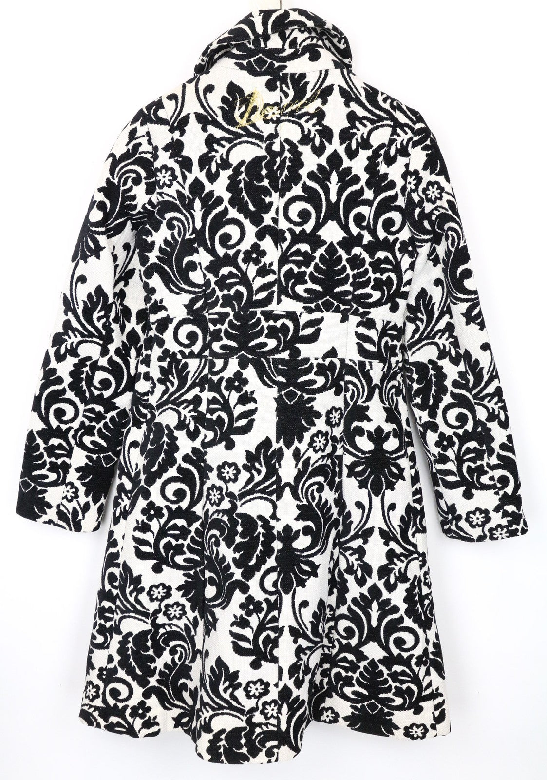 DESIGUAL White Women's Coat EU38 Beige Velvet Baroque Jacquard Lined Cotton Mix