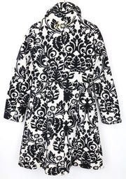 DESIGUAL White Women's Coat EU38 Beige Velvet Baroque Jacquard Lined Cotton Mix