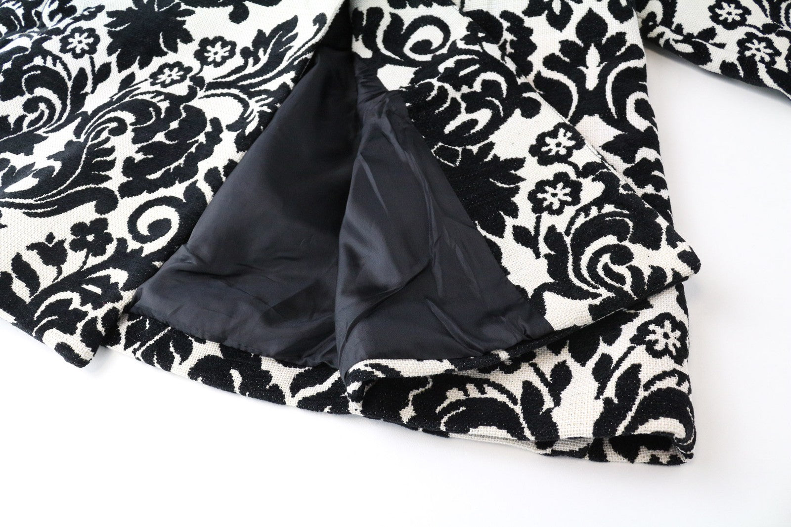 DESIGUAL White Women's Coat EU38 Beige Velvet Baroque Jacquard Lined Cotton Mix