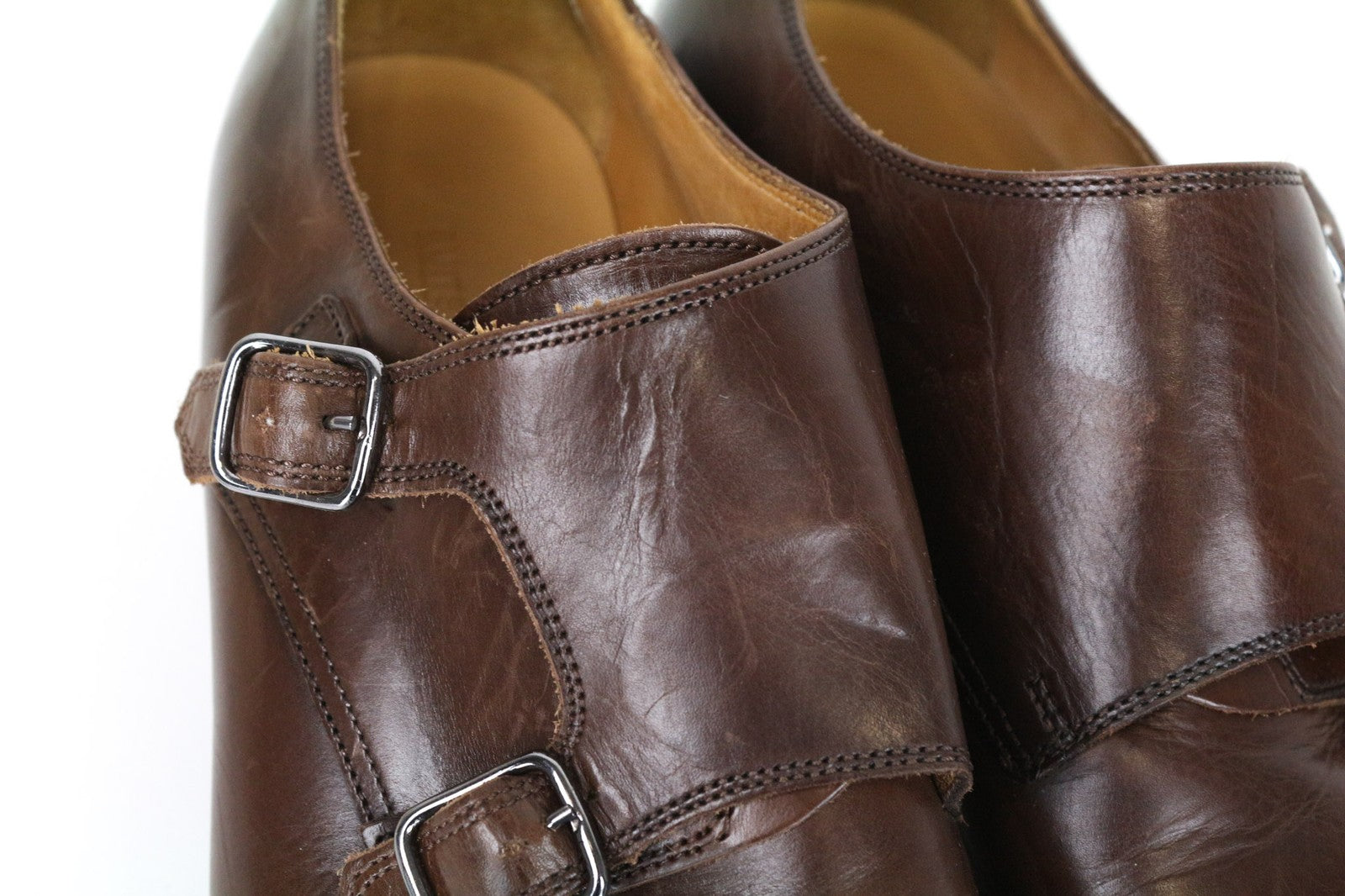 SUITSUPPLY Men's Shoes EU40.5 Brown Formal Leather Double Monk Strap Classic