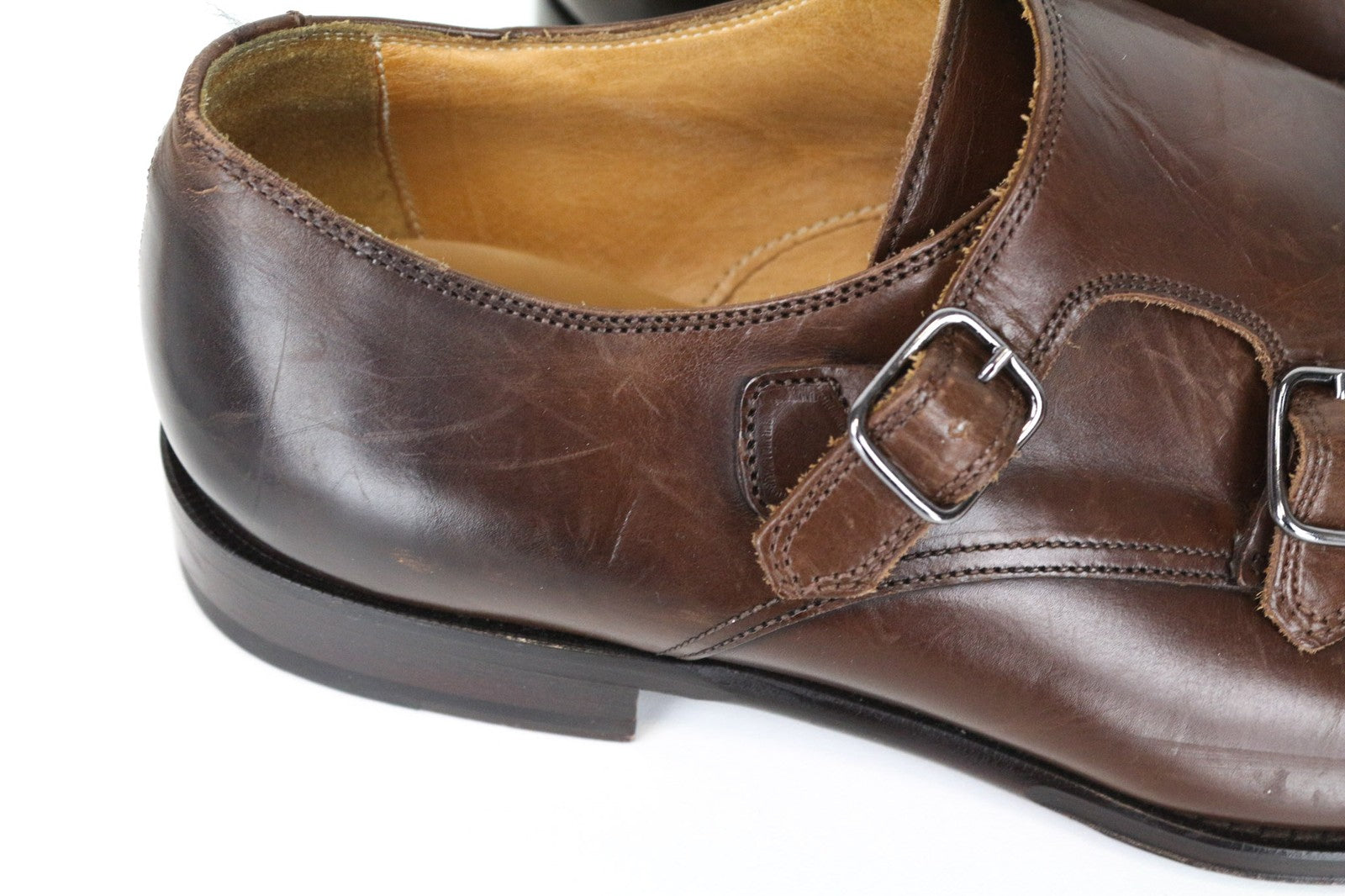 SUITSUPPLY Men's Shoes EU40.5 Brown Formal Leather Double Monk Strap Classic