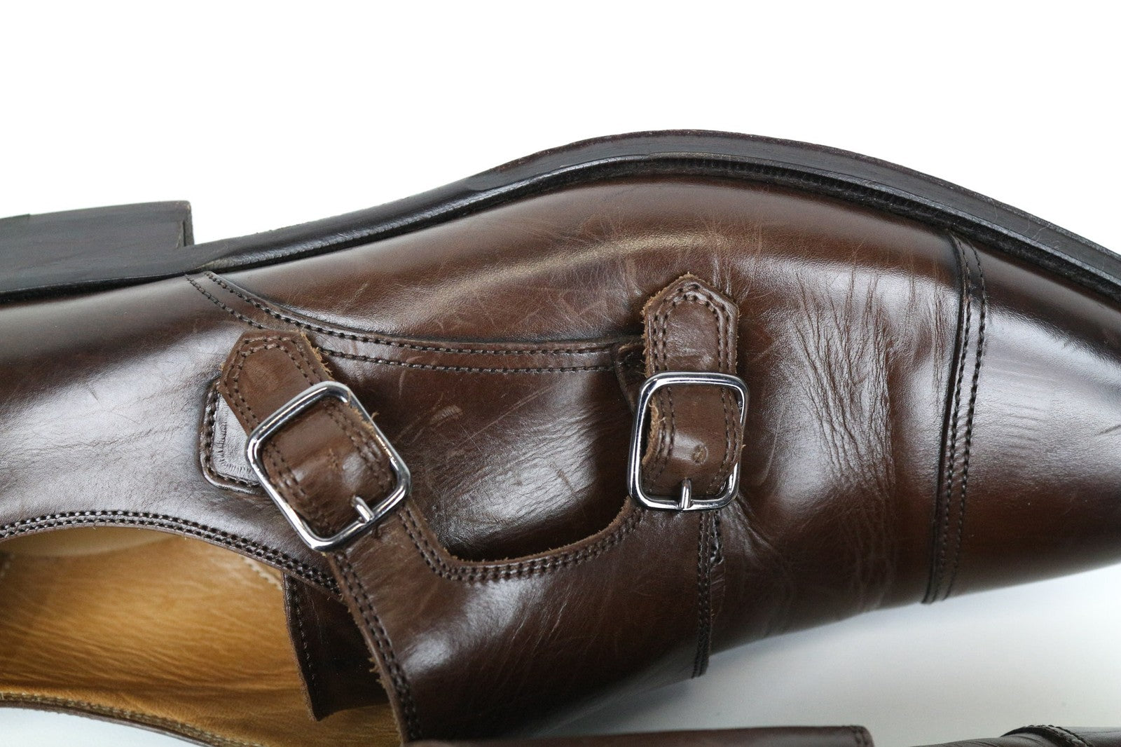 SUITSUPPLY Men's Shoes EU40.5 Brown Formal Leather Double Monk Strap Classic