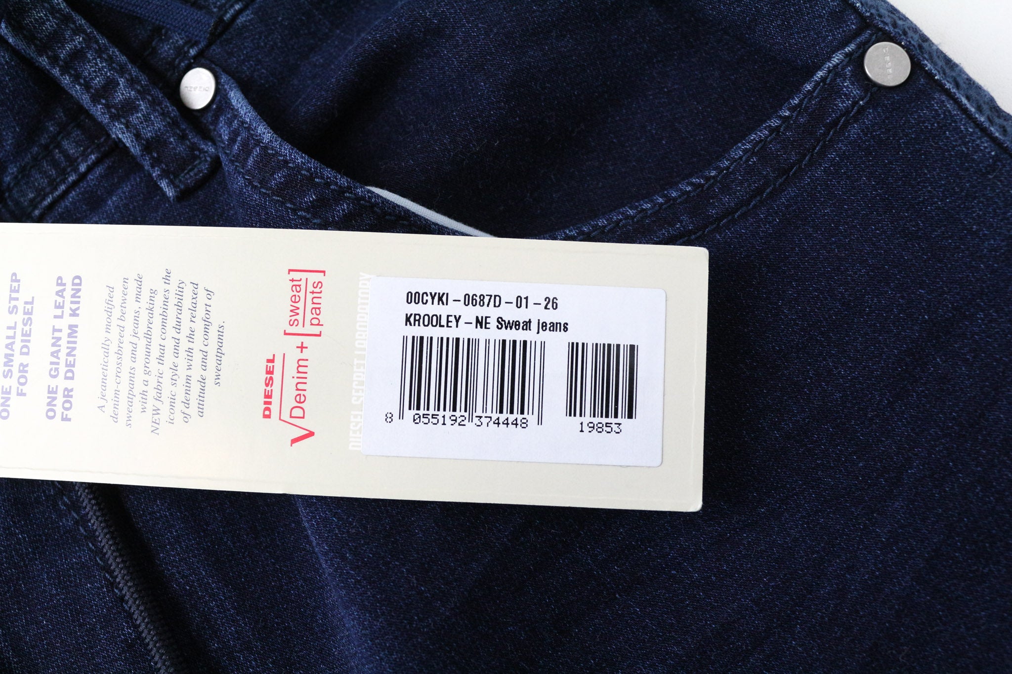 DIESEL Krooley-NE 0687D Men's Jeans W26 Slim Carrot Blue Boys Jogg Sweat Stretch