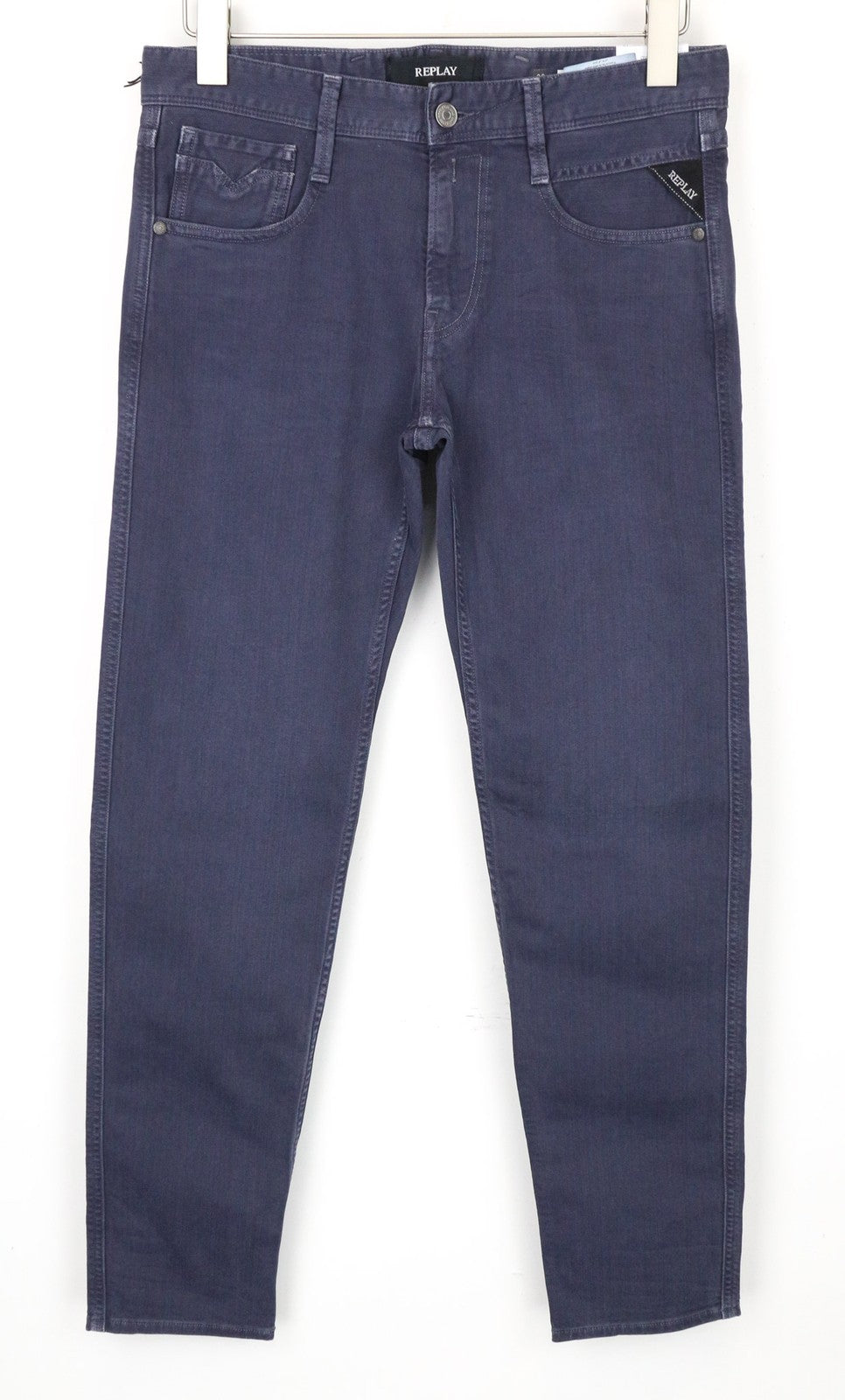 REPLAY Anbass Men's Jeans W30/L34 Purple Slim Classic Stretch Denim Zip Fly Fit