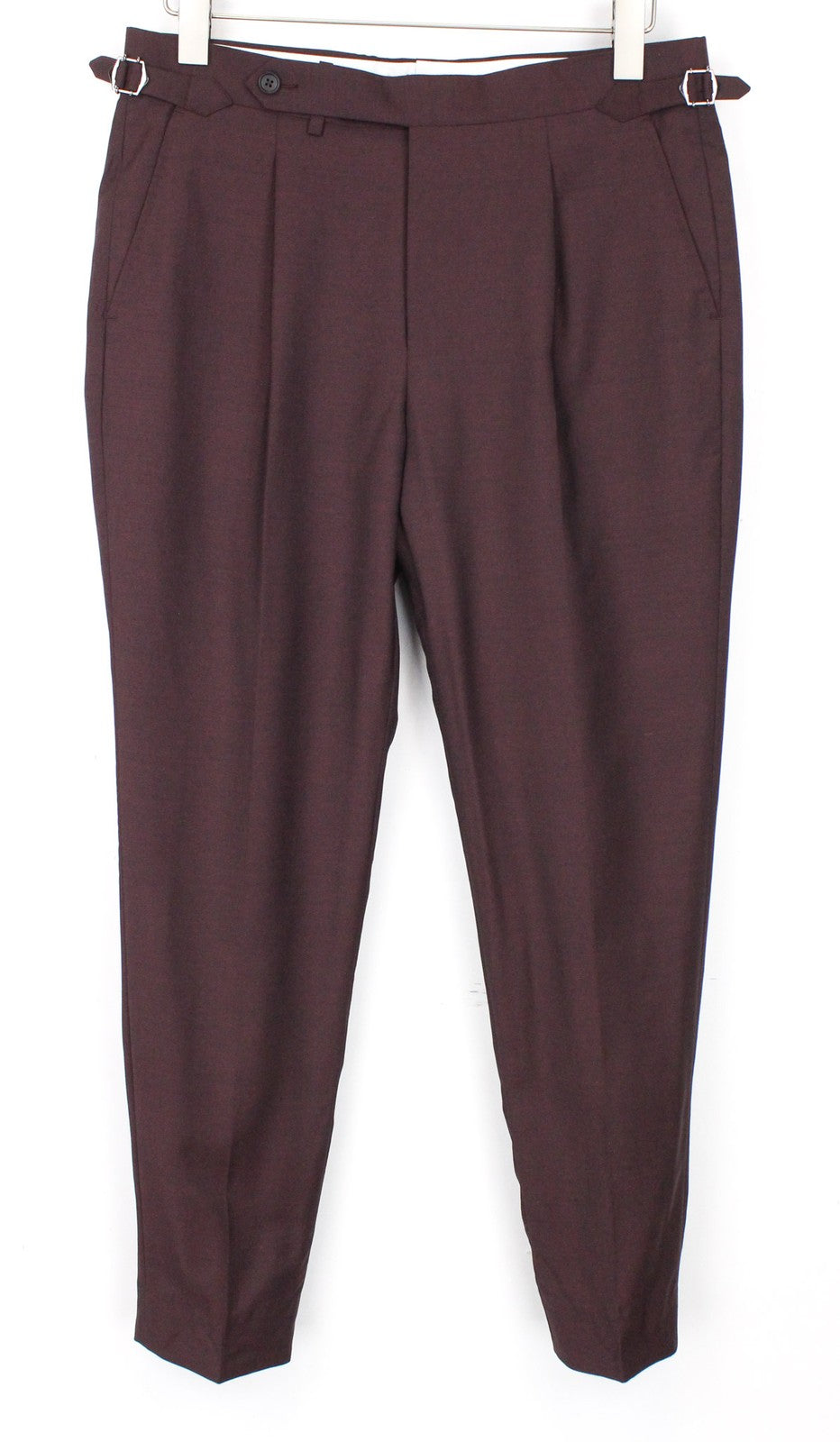 SUITSUPPLY Vigo Men's UK36R Trousers Purple Wool Mohair Classic Pleated Front