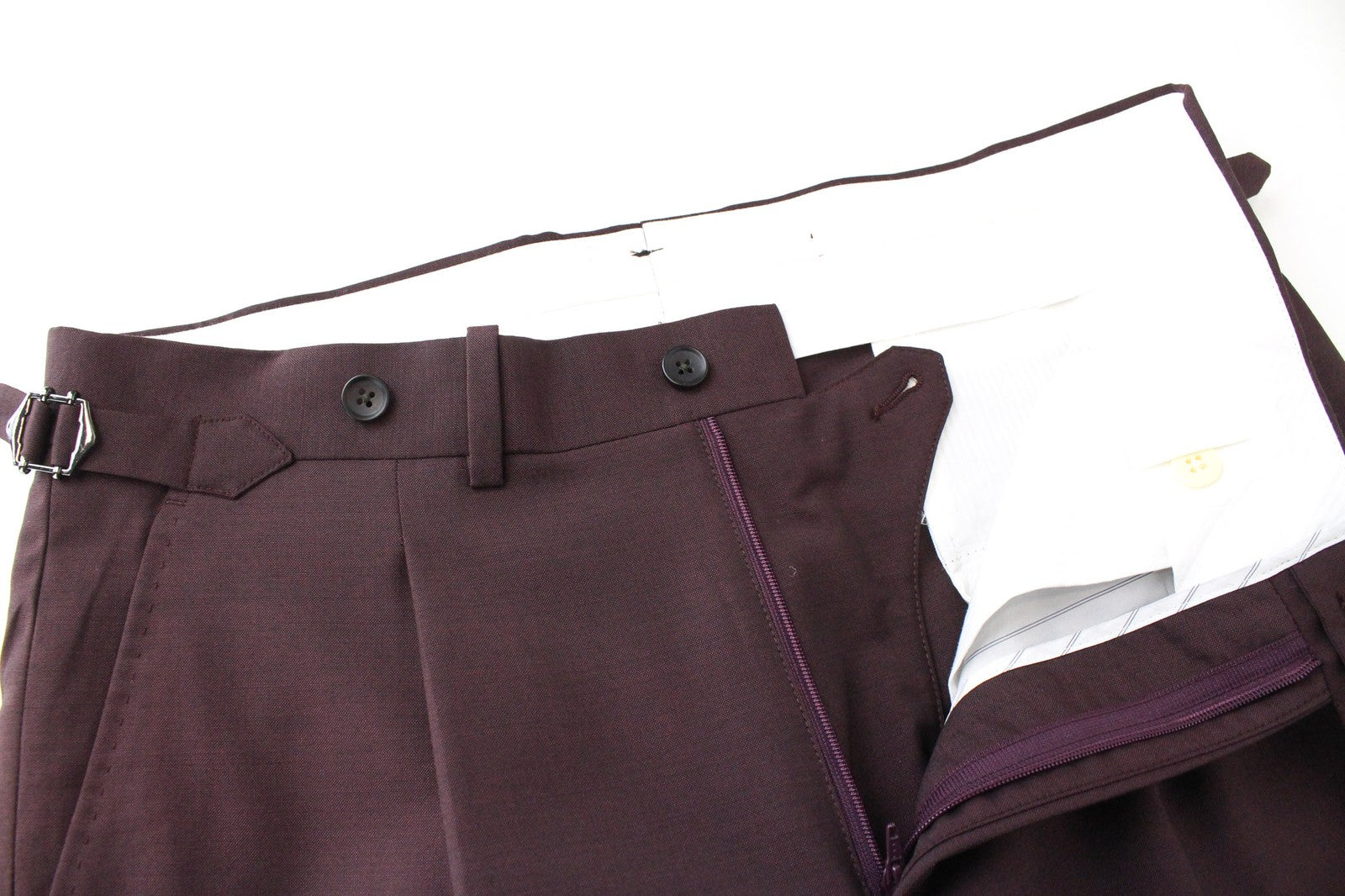 SUITSUPPLY Vigo Men's UK36R Trousers Purple Wool Mohair Classic Pleated Front