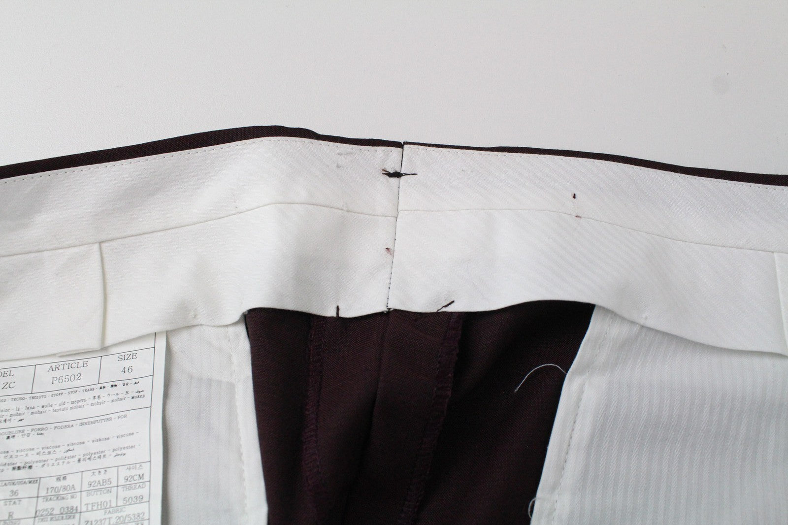 SUITSUPPLY Vigo Men's UK36R Trousers Purple Wool Mohair Classic Pleated Front