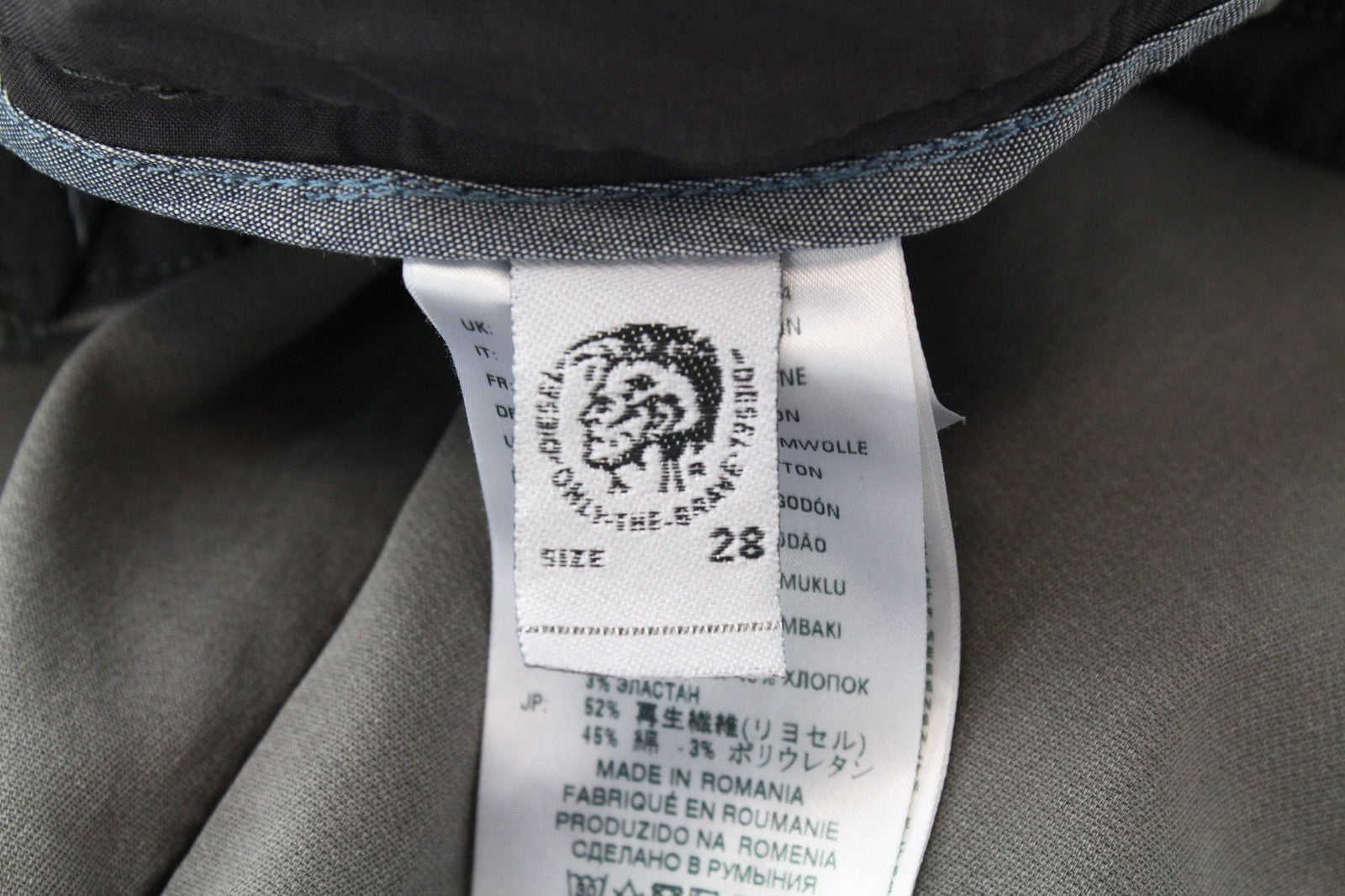 DIESEL Slim-Chino-M-NE 0685E Men's W28 Sweat Jogg Slim Fit Grey Stretch Trousers