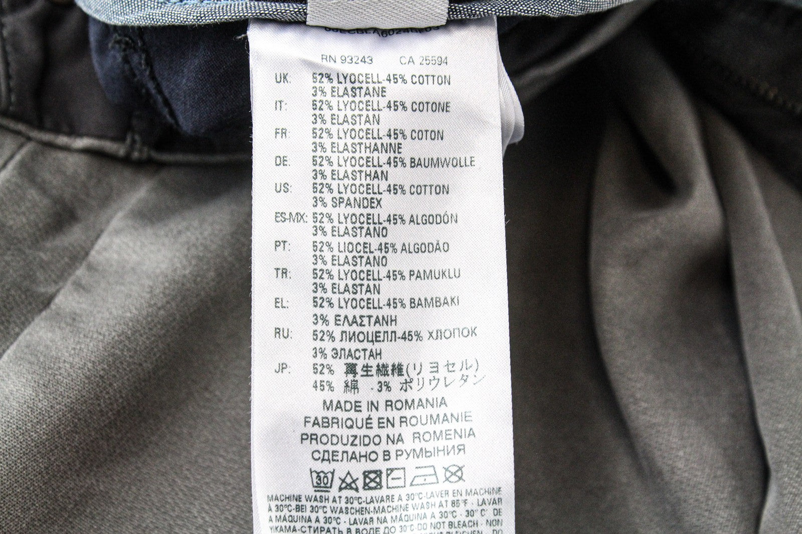 DIESEL Slim-Chino-M-NE 0685E Men's W28 Sweat Jogg Slim Fit Grey Stretch Trousers