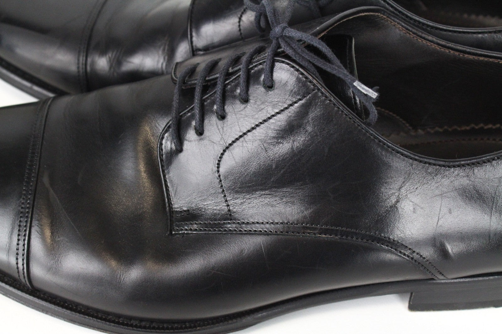 SUITSUPPLY Men's EU43.5 Black Leather Derby Blake-Stitched Classic Formal Shoes