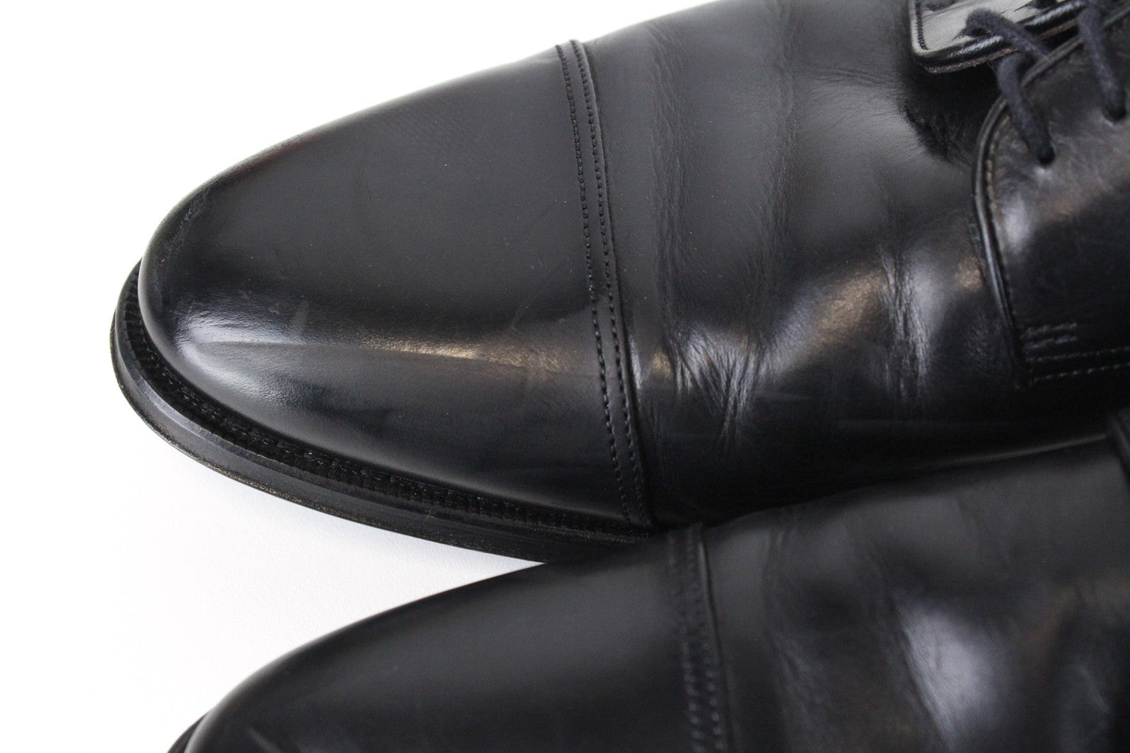 SUITSUPPLY Men's EU43.5 Black Leather Derby Blake-Stitched Classic Formal Shoes