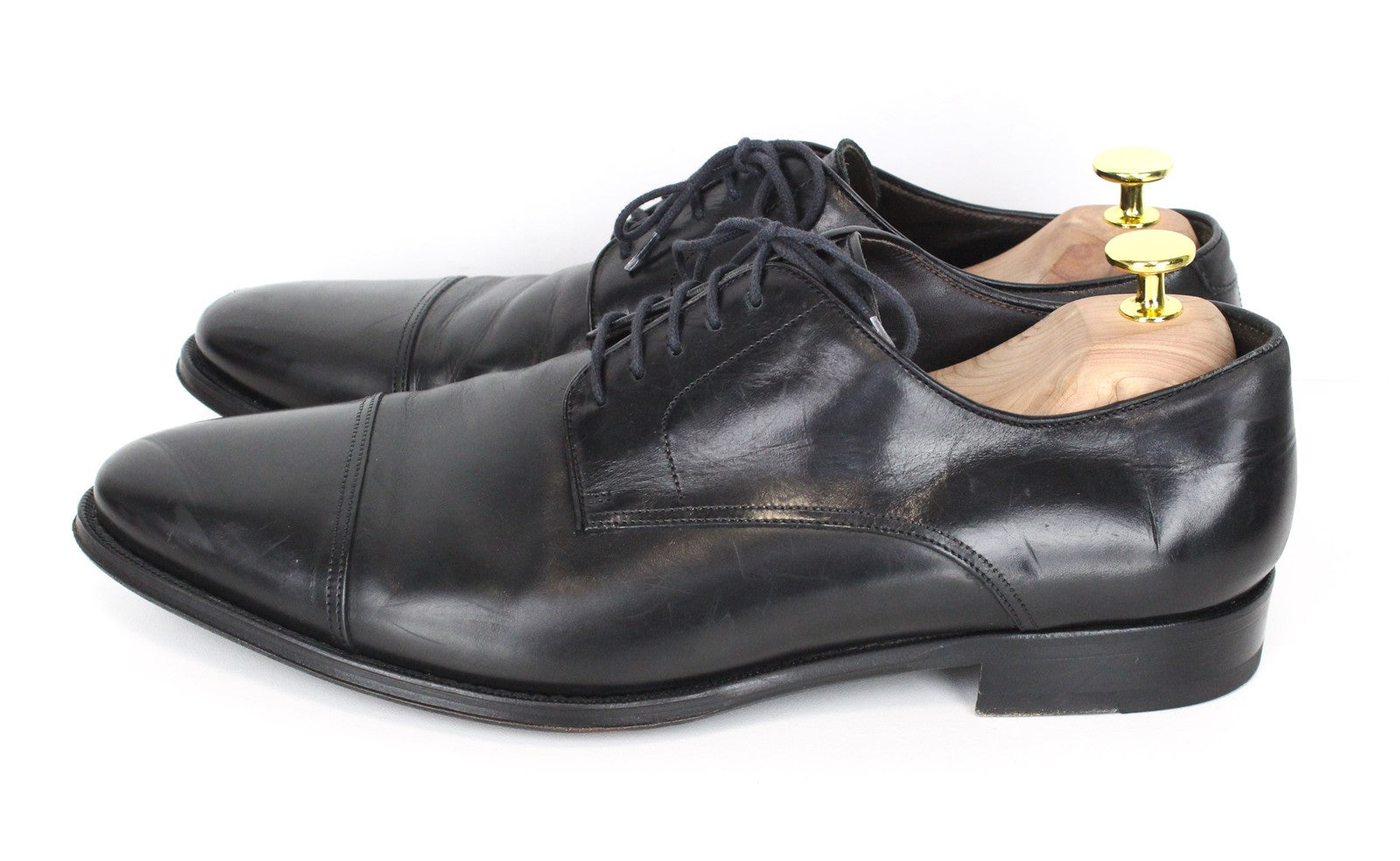 SUITSUPPLY Men's EU43.5 Black Leather Derby Blake-Stitched Classic Formal Shoes