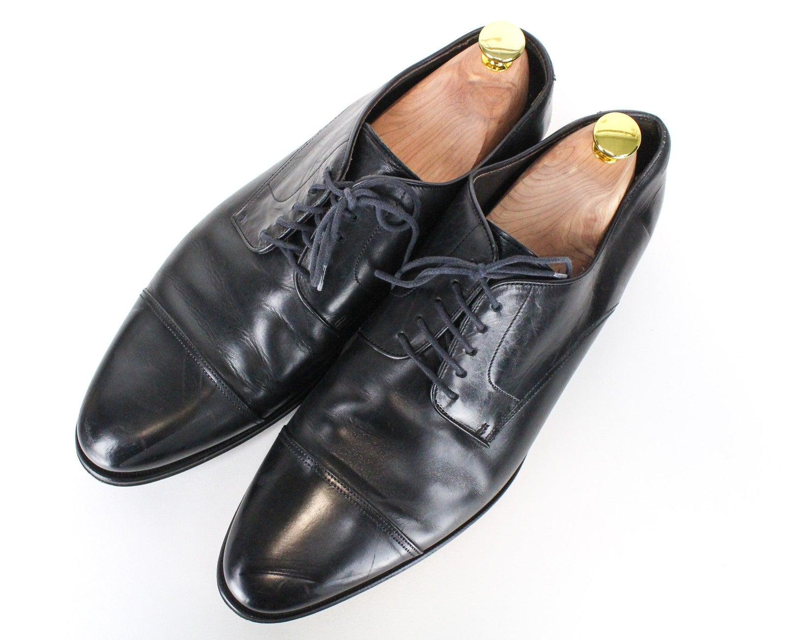 SUITSUPPLY Men's EU43.5 Black Leather Derby Blake-Stitched Classic Formal Shoes