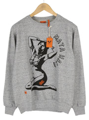 GOOD GENES Men Sweatshirt M Grey Melange Patterned Crew Neck Front Logo Pullover