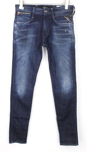 REPLAY Anbass Men's W29/L32 Jeans Slim Stretch Cotton Blue Ice Blast Washed