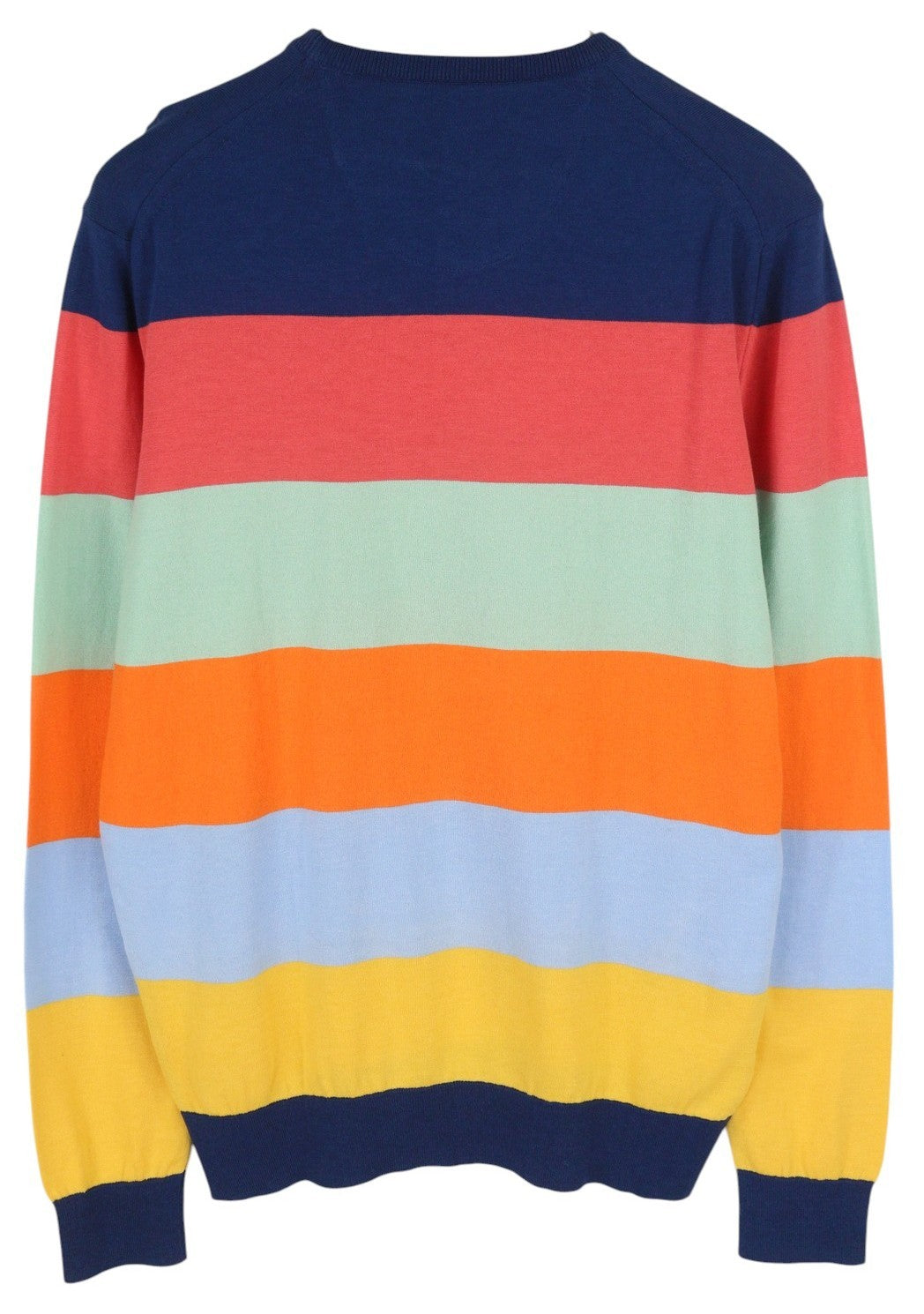 STATE OF ART Men Jumper L Colourful Striped Crew Neck Tight-Knit Logo Pullover
